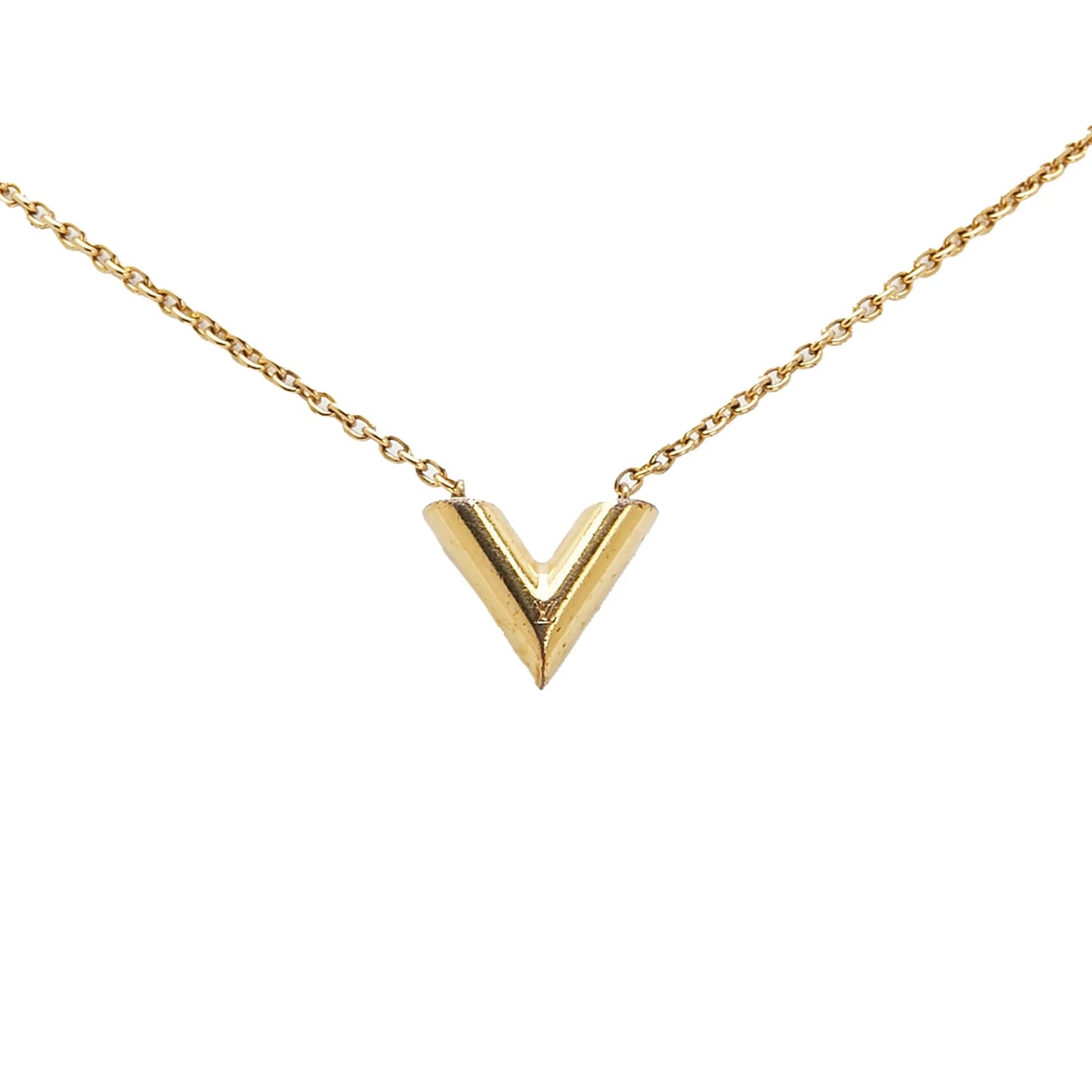 Gold Louis Vuitton Gold Plated Essential V Necklace