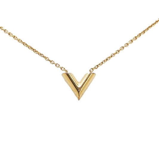 Gold Louis Vuitton Gold Plated Essential V Necklace