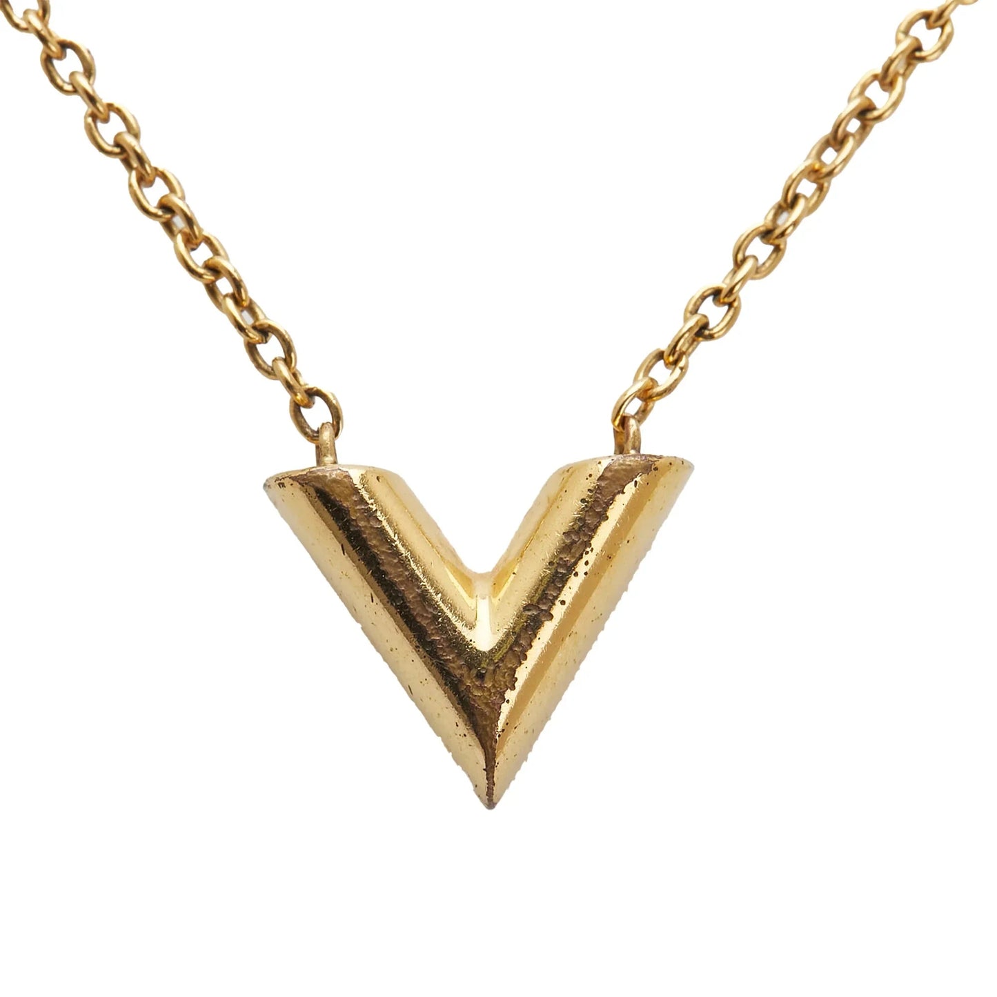 Gold Louis Vuitton Gold Plated Essential V Necklace