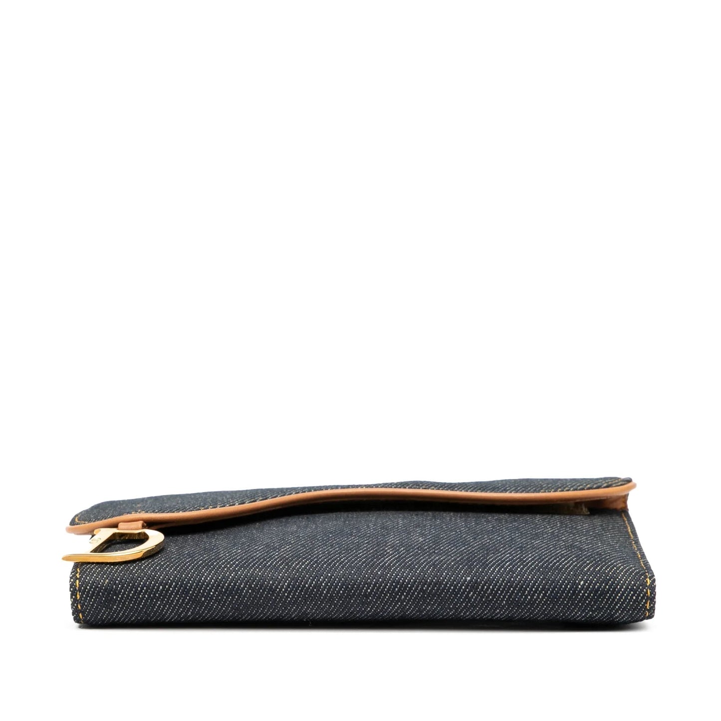 Blue Dior Denim Saddle Trifold Continental Wallet