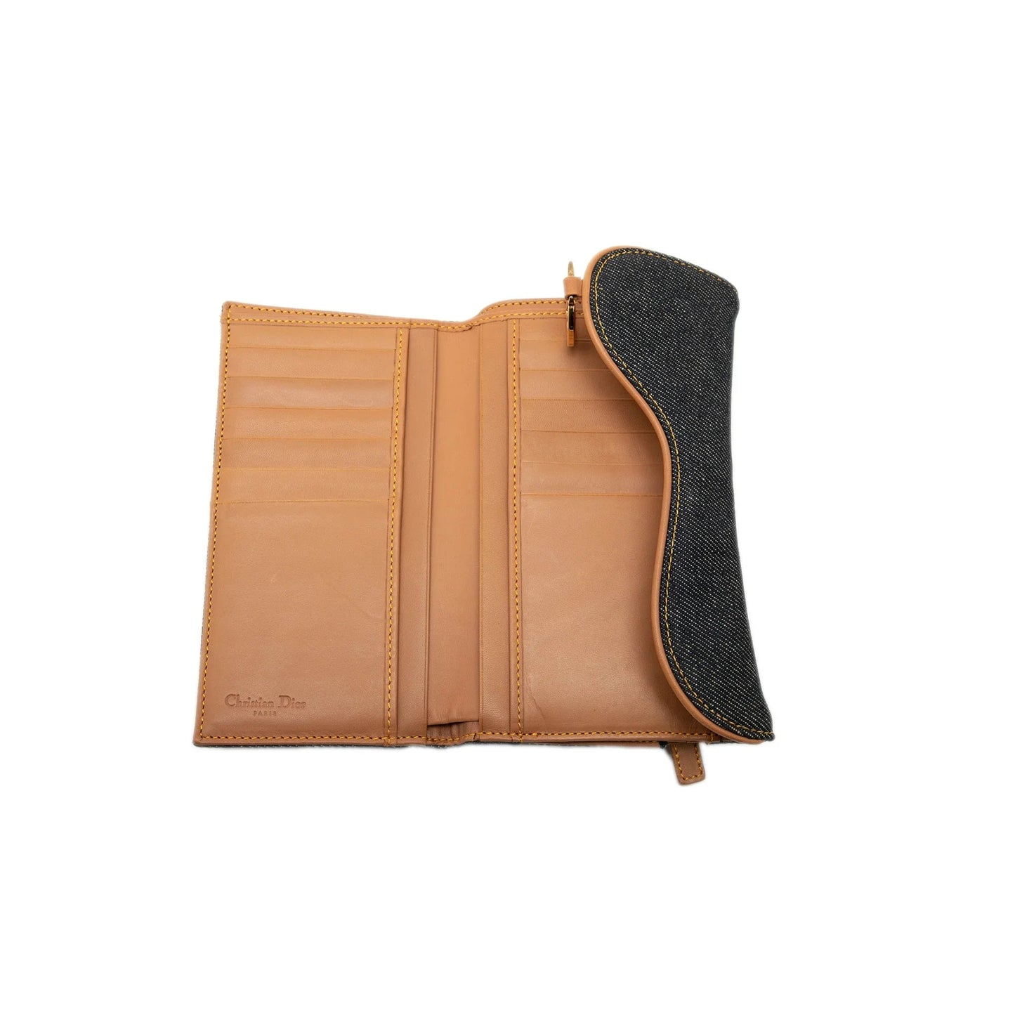 Blue Dior Denim Saddle Trifold Continental Wallet