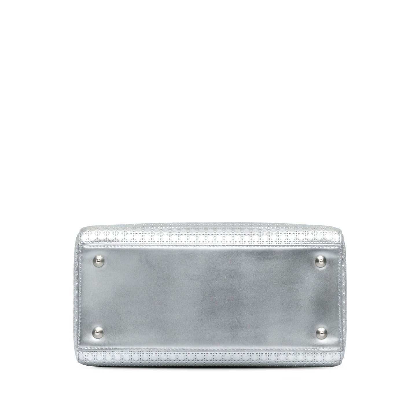 Silver Dior Medium Metallic Patent Microcannage Lady Dior Satchel