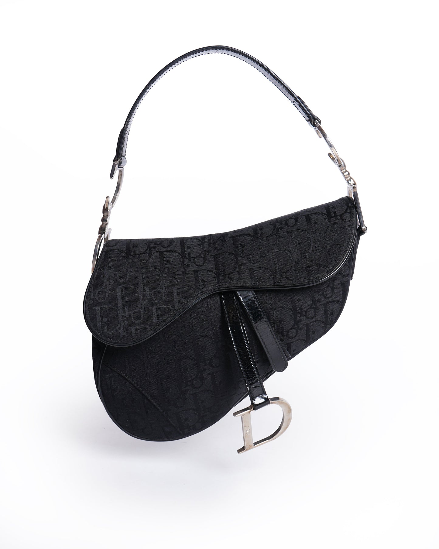 Christian dior saddle bag in black   signature canvas logo