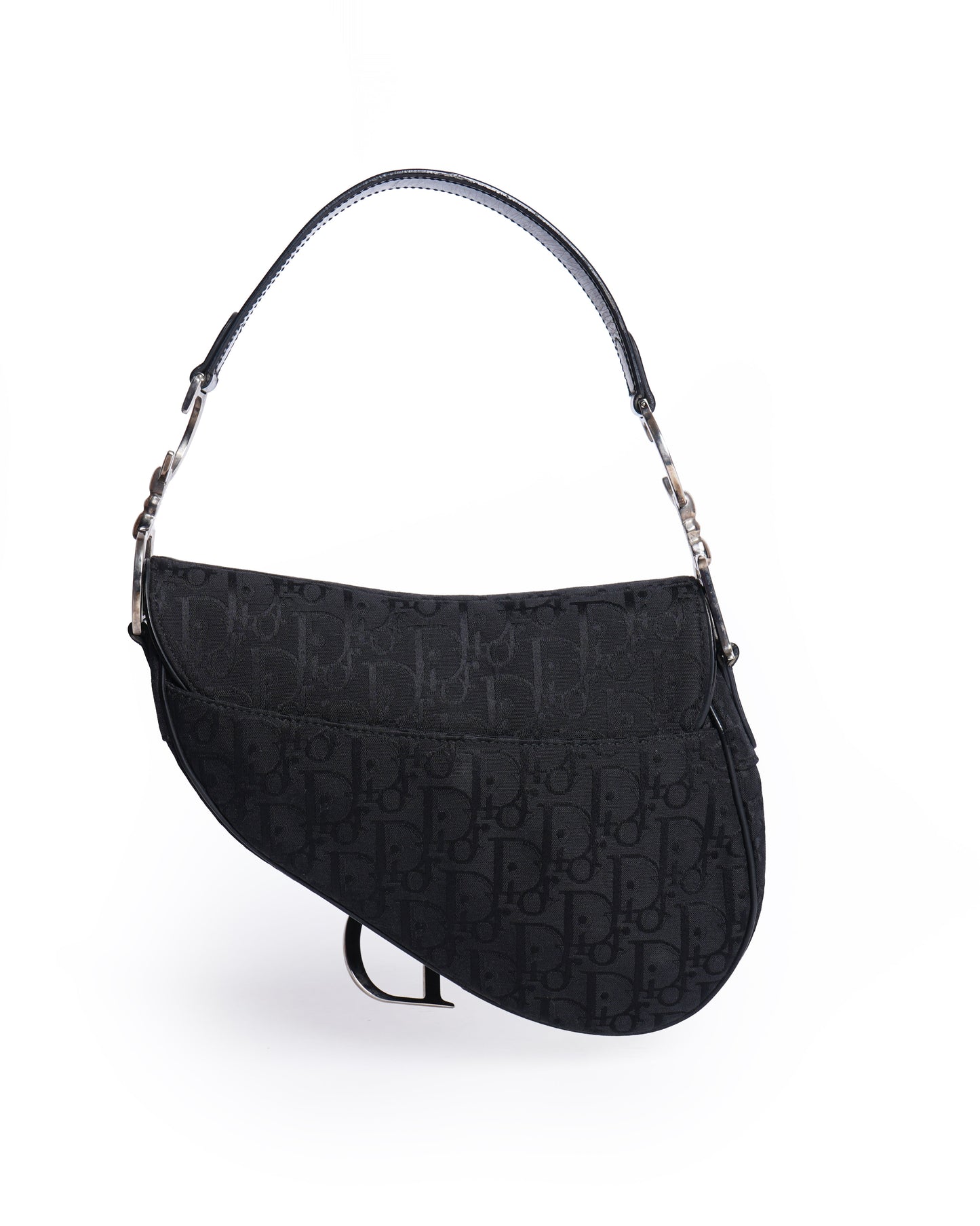 Christian dior saddle bag in black   signature canvas logo
