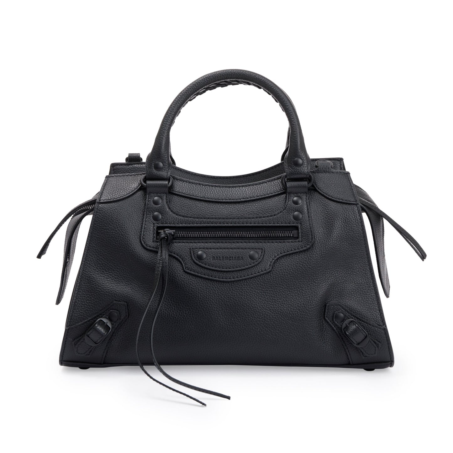 Balenciaga 2022 Black Calfskin Leather Small Neo Classic Top Handle Bag