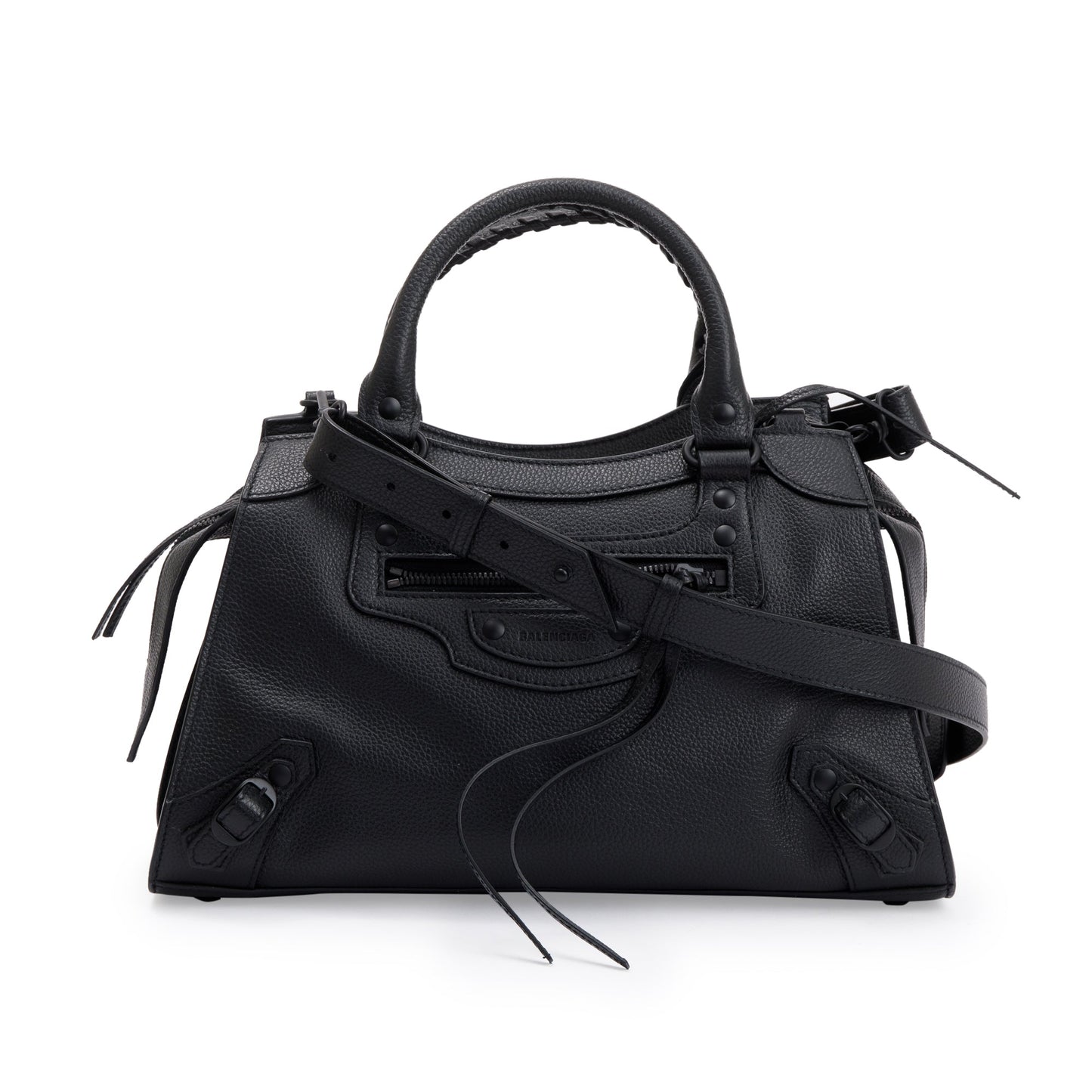 Balenciaga 2022 Black Calfskin Leather Small Neo Classic Top Handle Bag