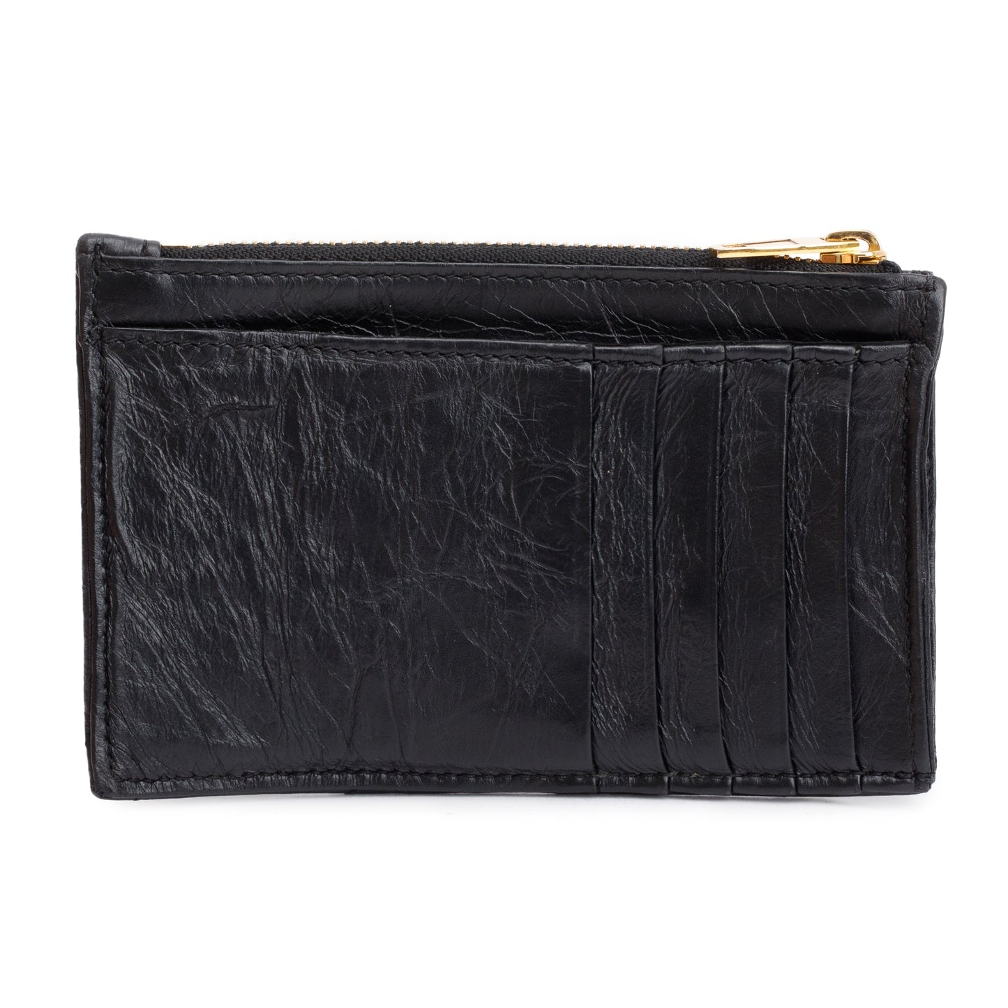 Balenciaga 2023 Black Quilted Calfskin Leather Large Long Coin and Card Holder