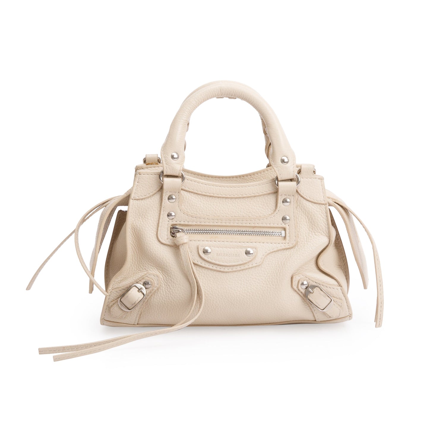 Balenciaga Beige Calfskin Leather Mini Neo Classic Top Handle Bag