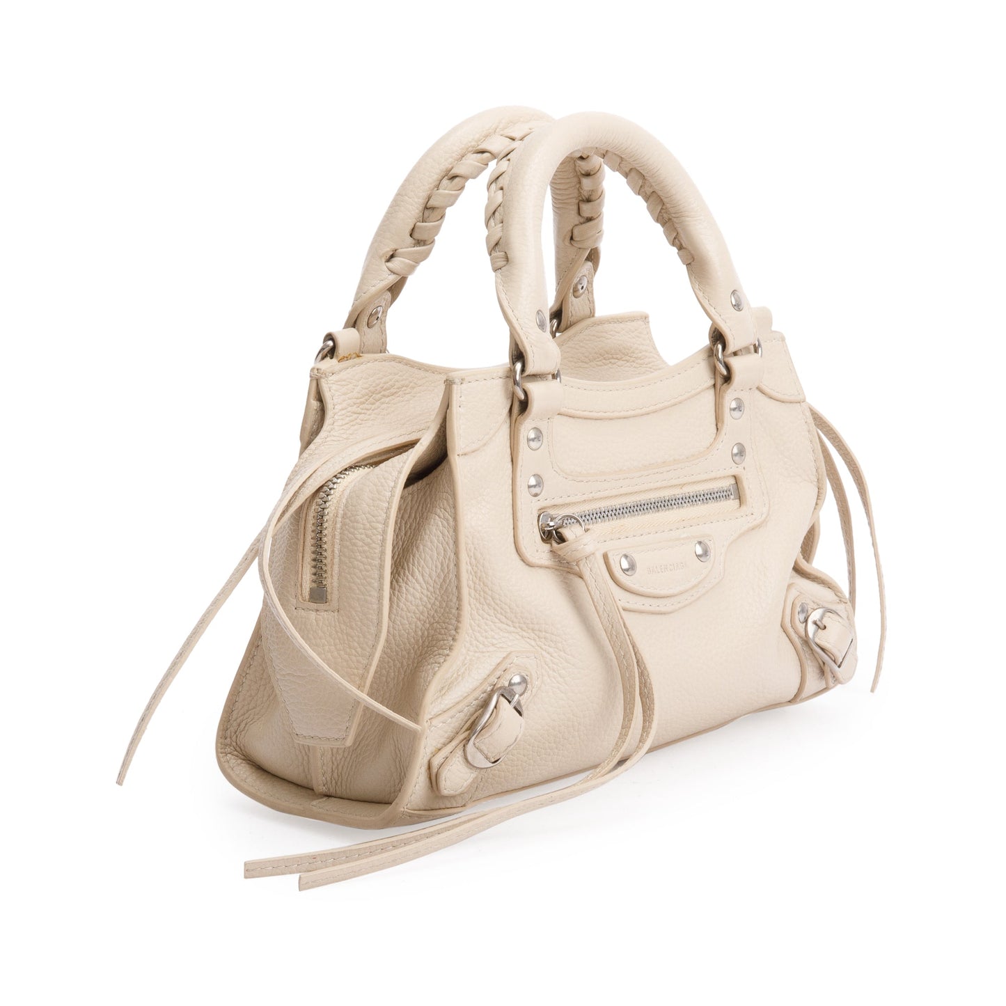 Balenciaga Beige Calfskin Leather Mini Neo Classic Top Handle Bag