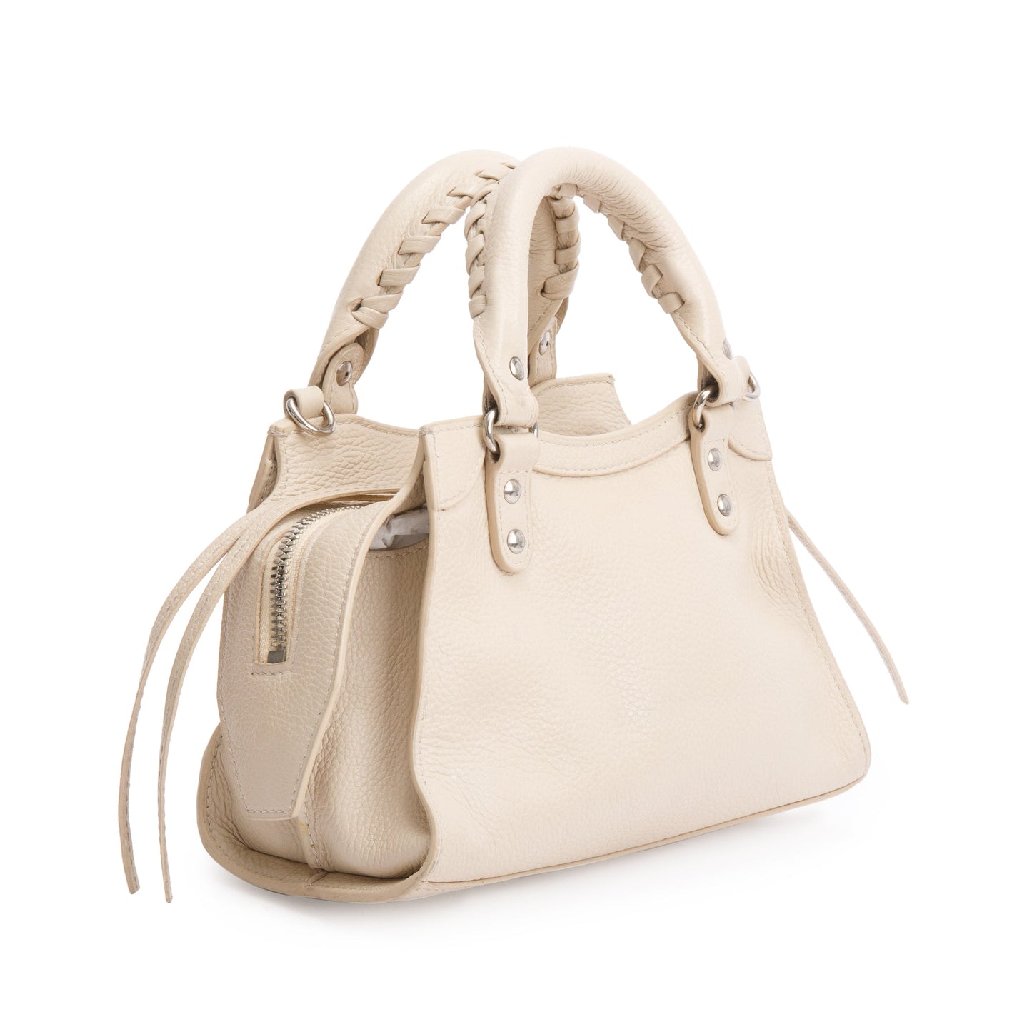 Balenciaga Beige Calfskin Leather Mini Neo Classic Top Handle Bag
