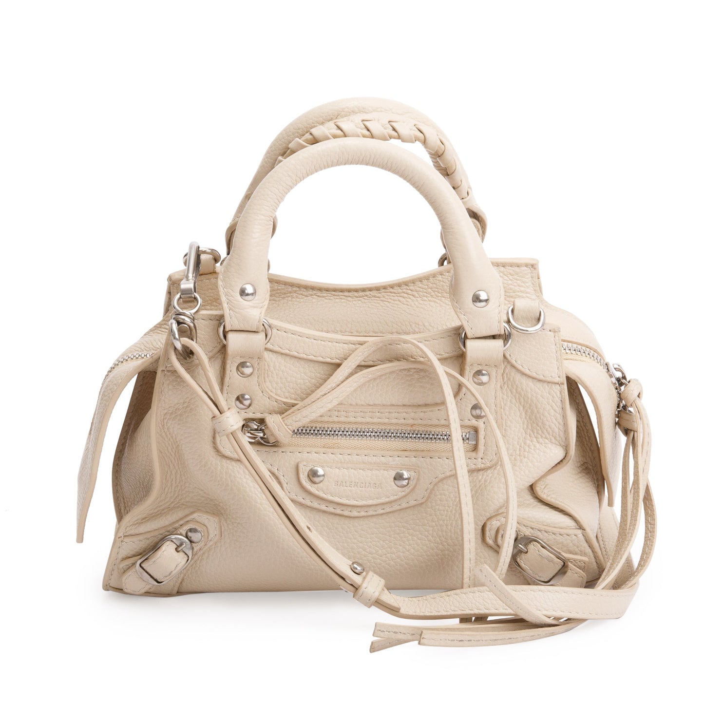 Balenciaga Beige Calfskin Leather Mini Neo Classic Top Handle Bag