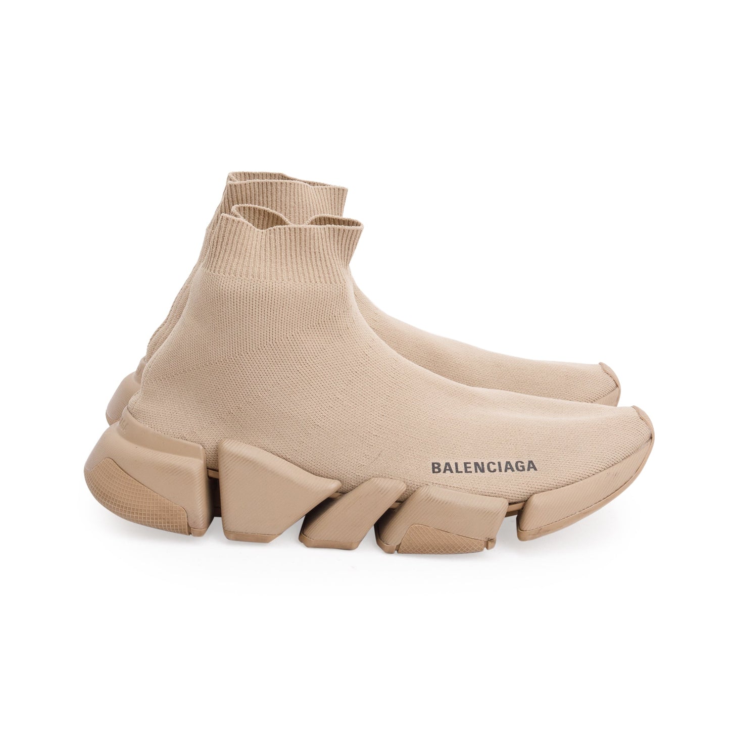 Balenciaga Beige Knit Speed LT Trainer Sock Sneaker, Size 8