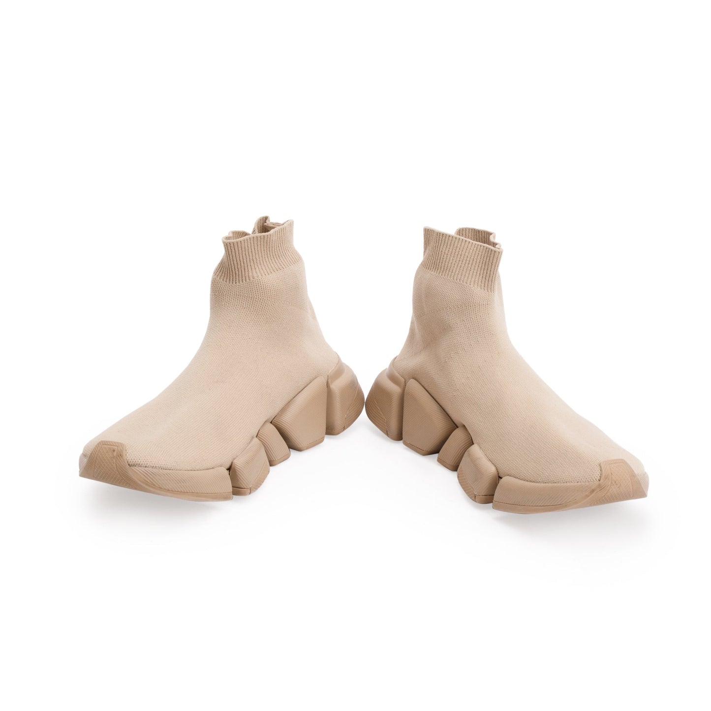 Balenciaga Beige Knit Speed LT Trainer Sock Sneaker, Size 8