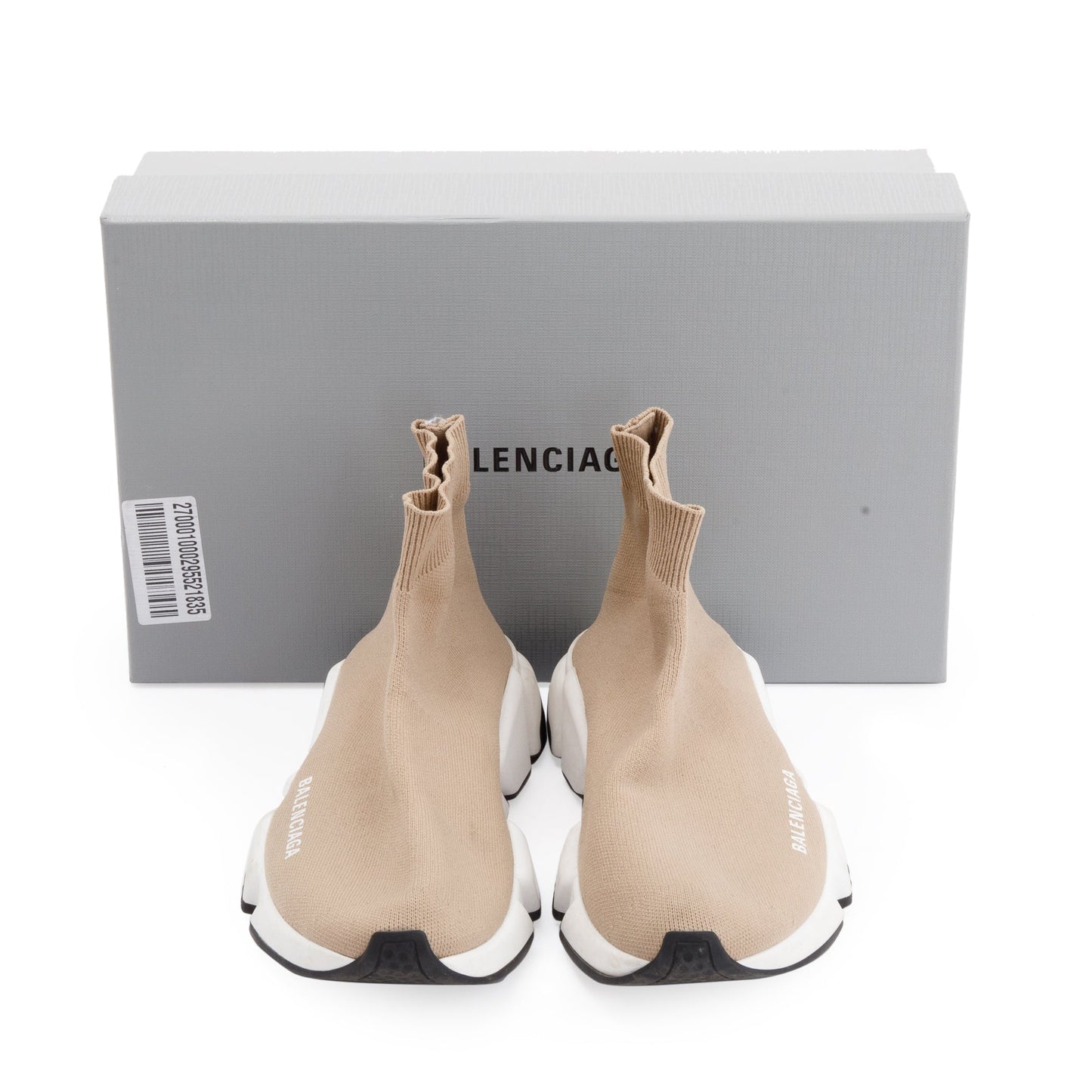 Balenciaga Beige Knit Speed Trainer Sock Sneaker, Size 36