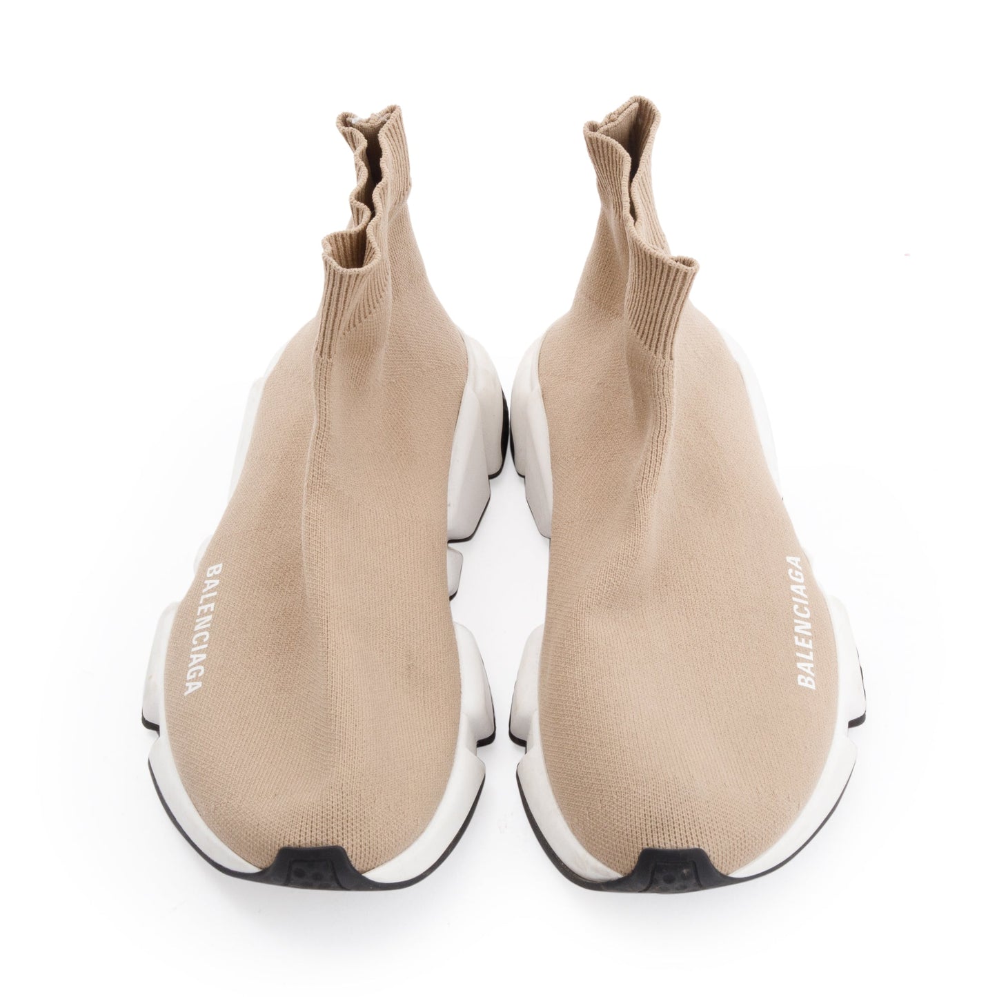 Balenciaga Beige Knit Speed Trainer Sock Sneaker, Size 36
