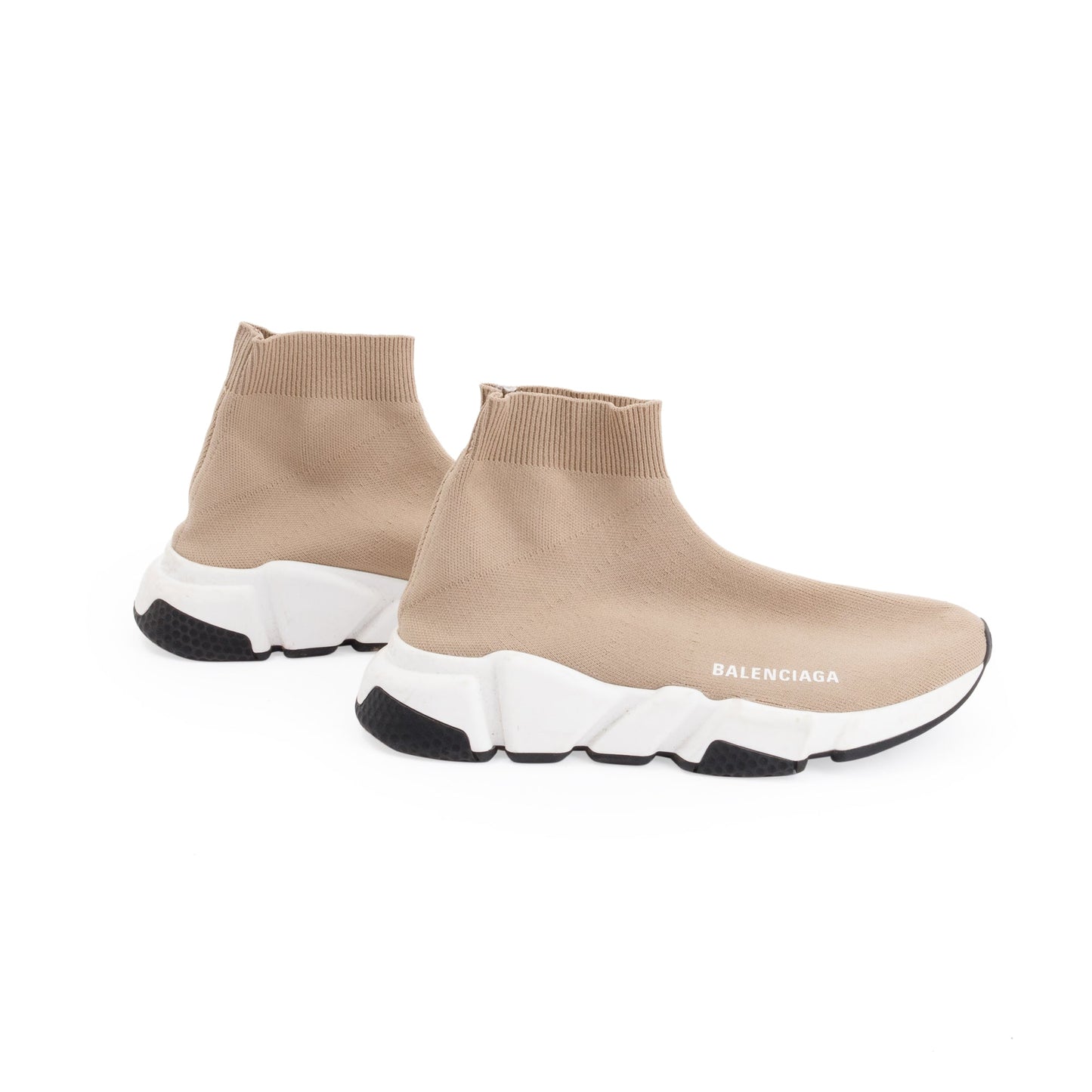 Balenciaga Beige Knit Speed Trainer Sock Sneaker, Size 36