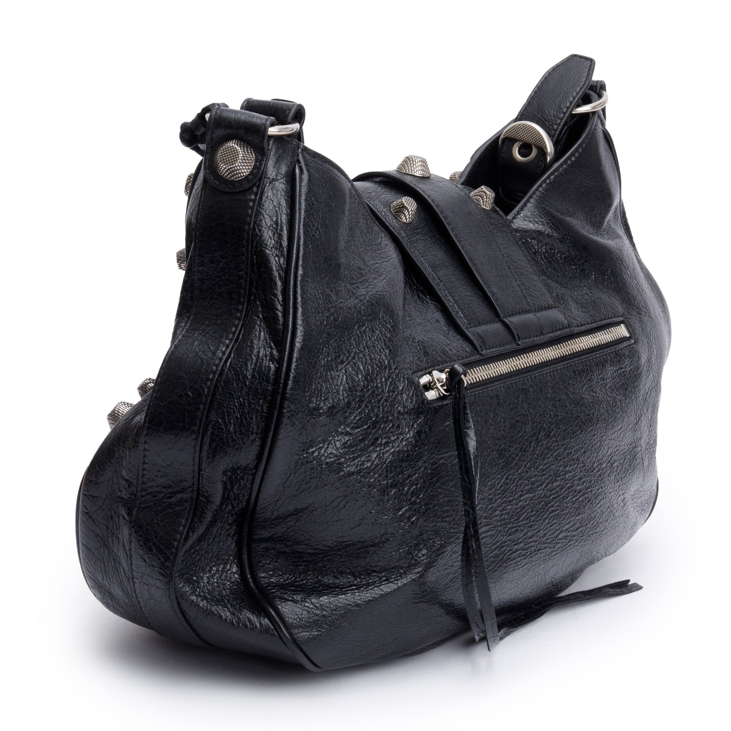 Balenciaga Black Arena Leather Le Cagole Medium Shoulder Bag