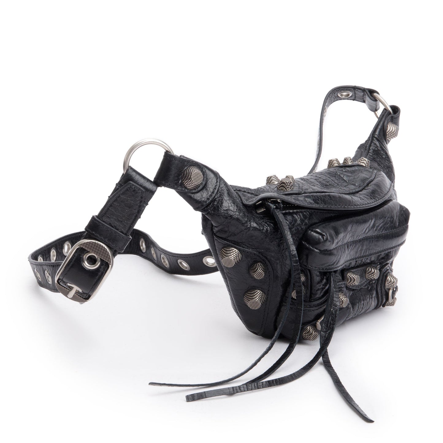 Balenciaga Black Arena Leather Le Cagole Small Belt Bag