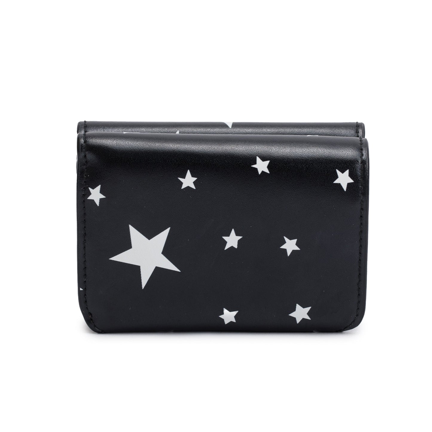 Balenciaga Black Calfskin Leather Logo Star Everyday Mini Compact Wallet