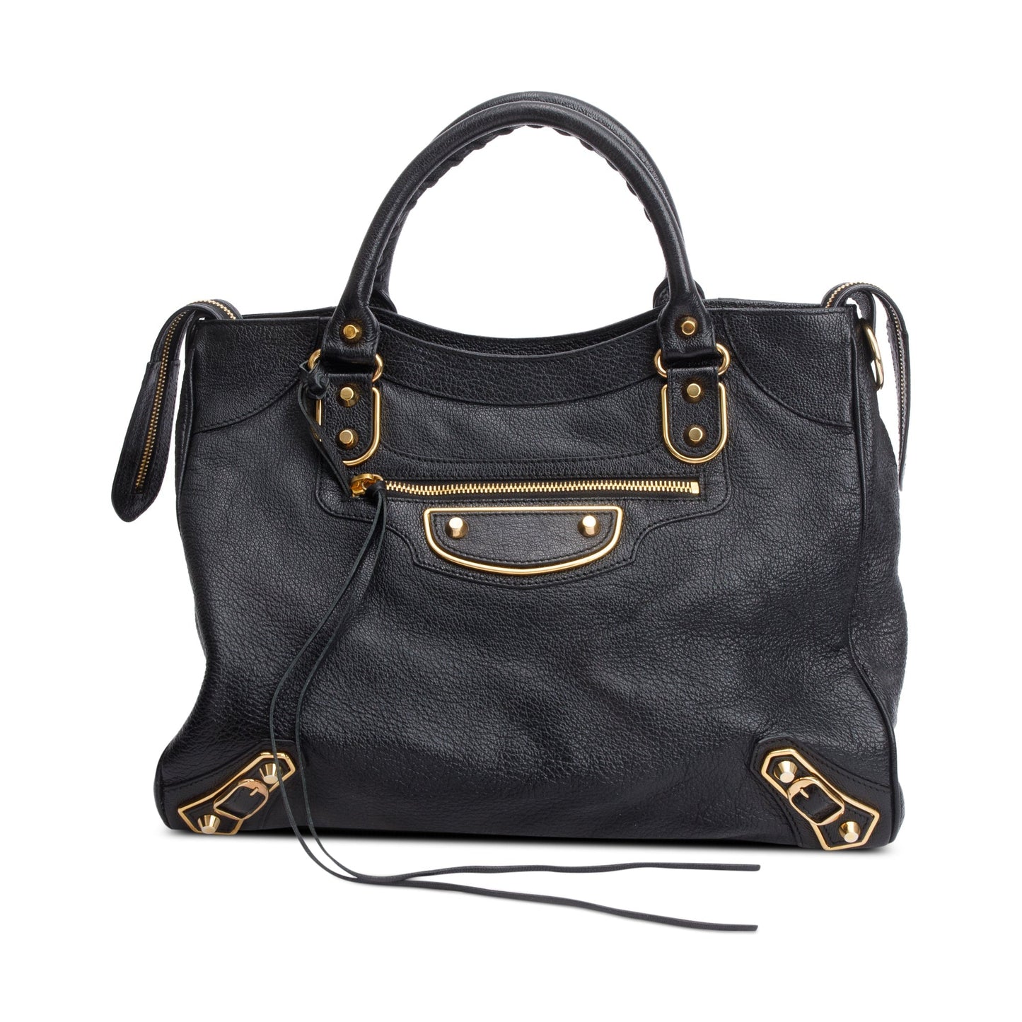 Balenciaga Black Chevre Leather Metallic Edge Velo City Bag