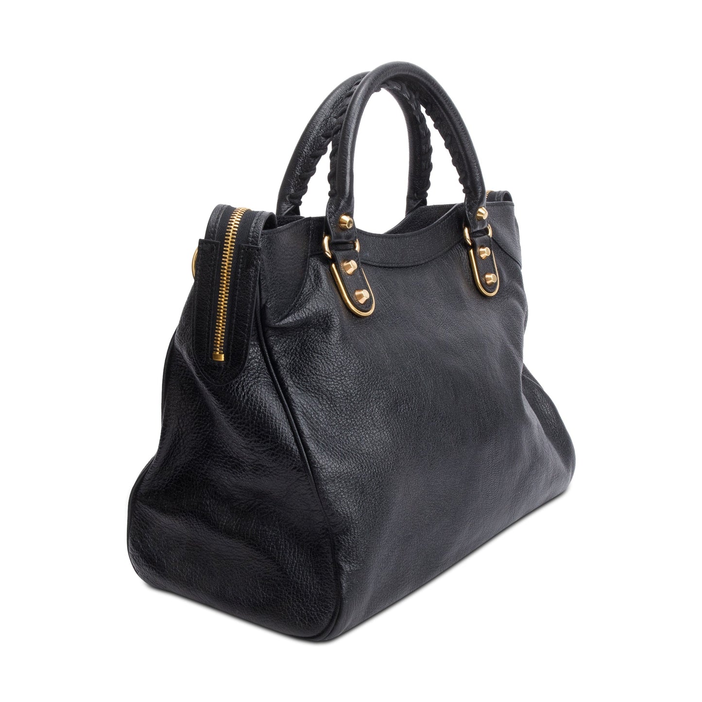 Balenciaga Black Chevre Leather Metallic Edge Velo City Bag