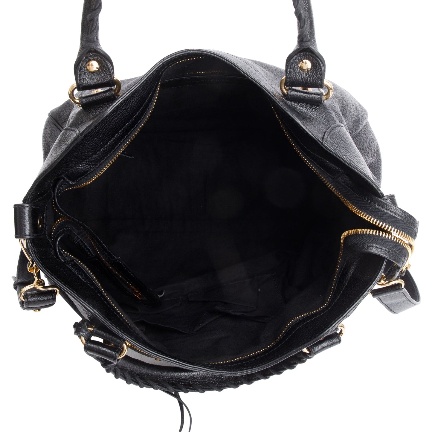 Balenciaga Black Chevre Leather Metallic Edge Velo City Bag