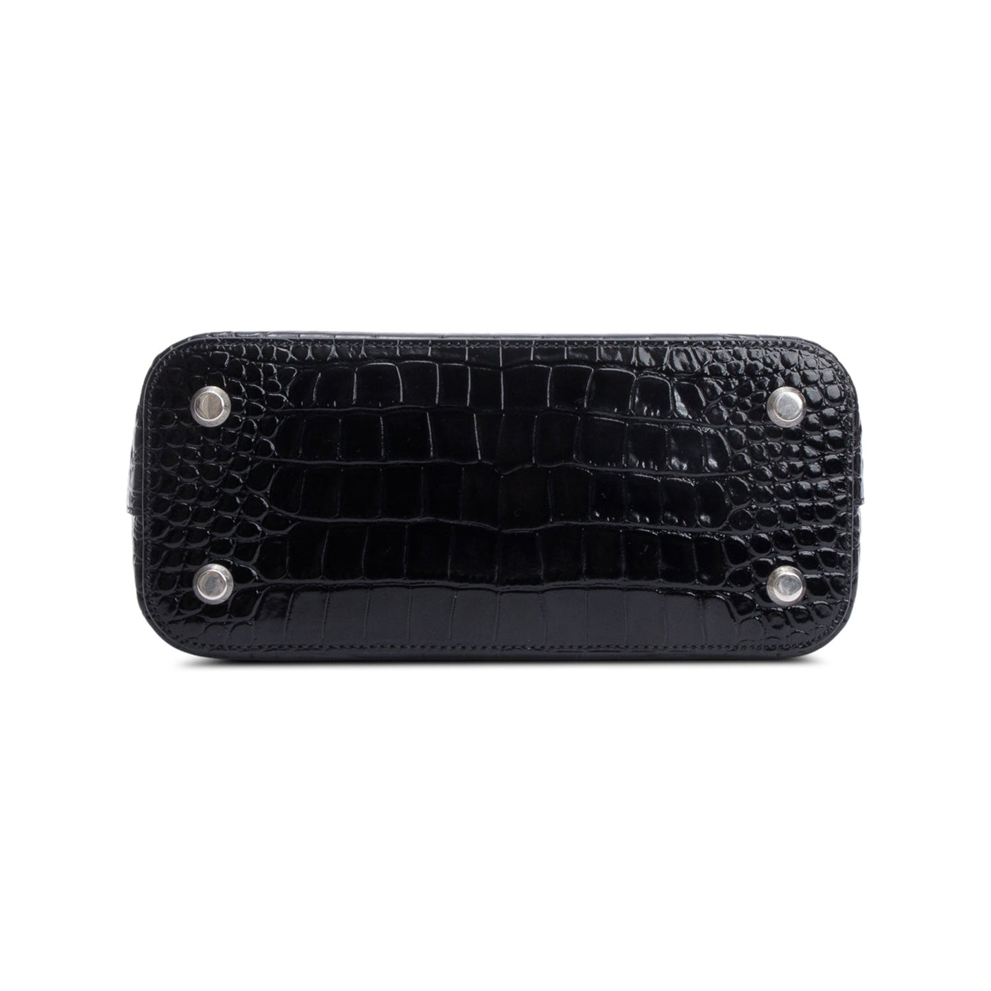 Balenciaga Black Croc-Embossed Calfskin Leather Ville S Top Handle Bag