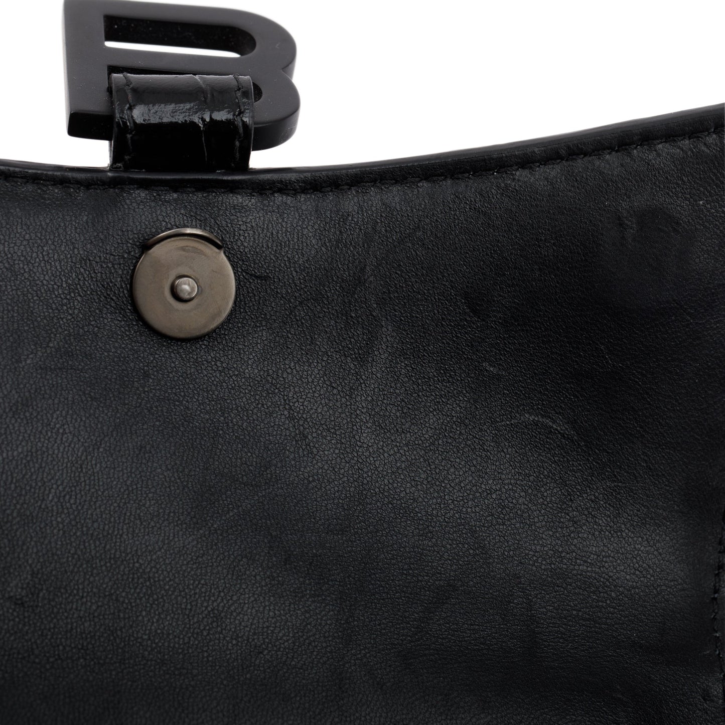 Balenciaga Black Croc-Embossed Hourglass XS Top Handle Bag