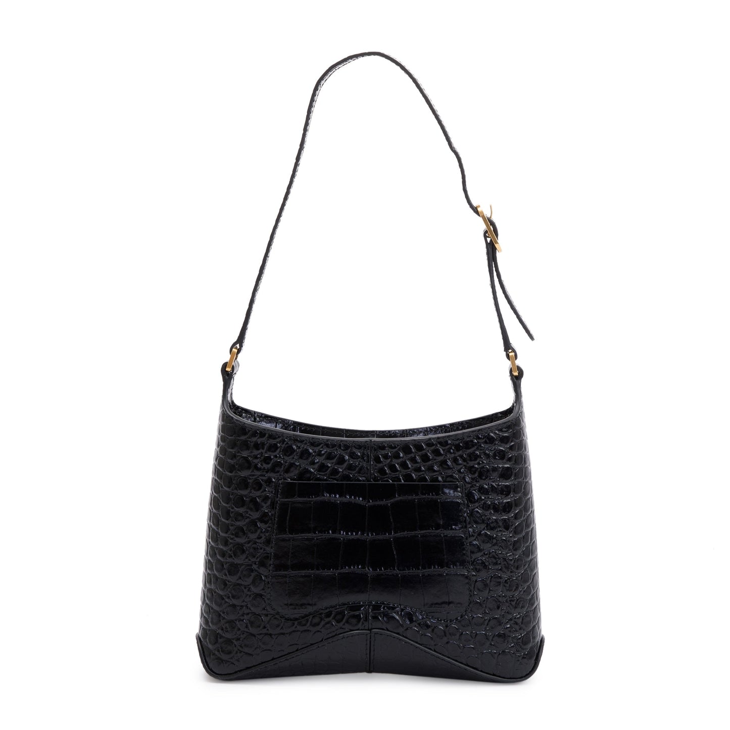 Balenciaga Black Croc-Embossed Leather Xx Small Hobo Bag