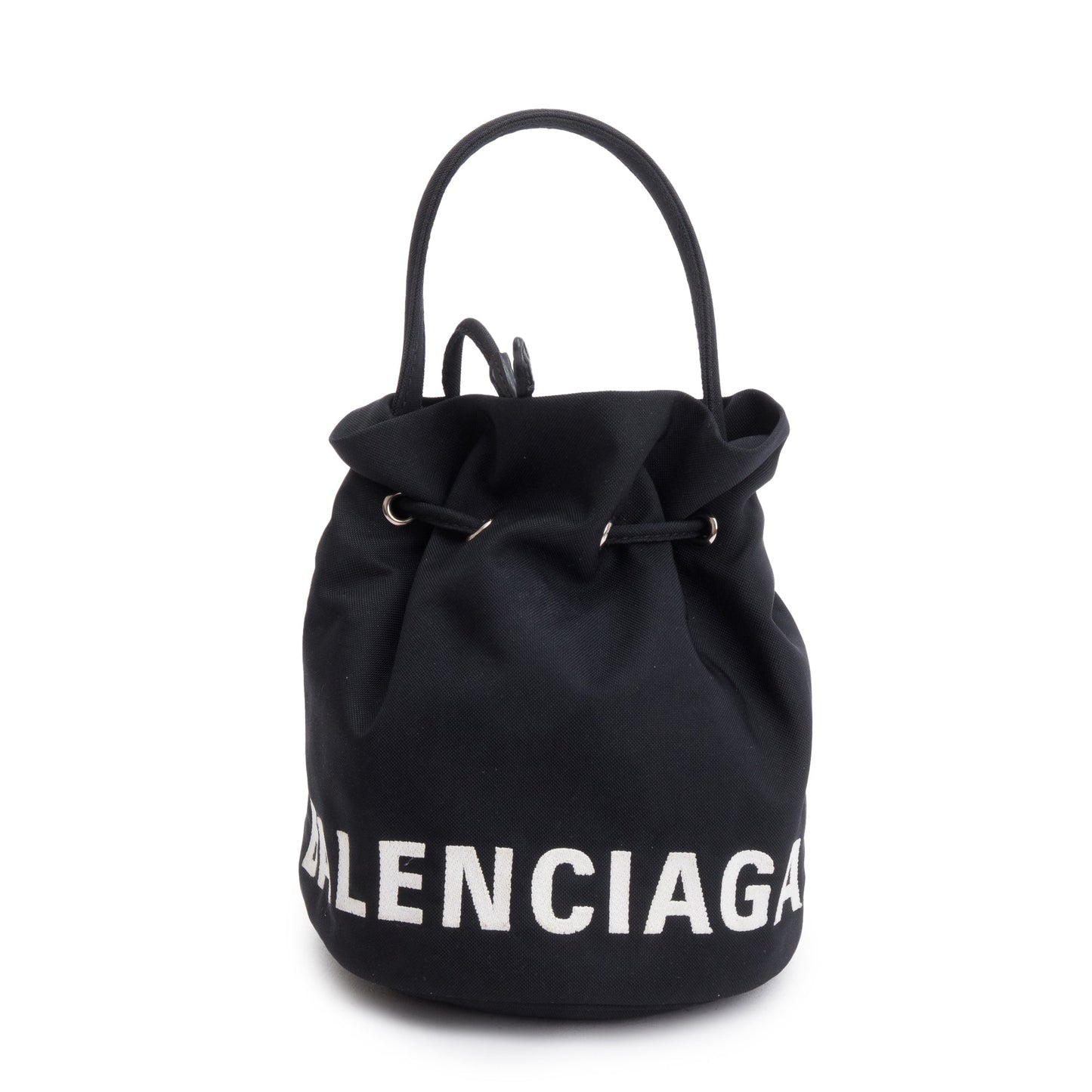 Balenciaga Black Nylon Wheel XS Drawstring Bucket Bag