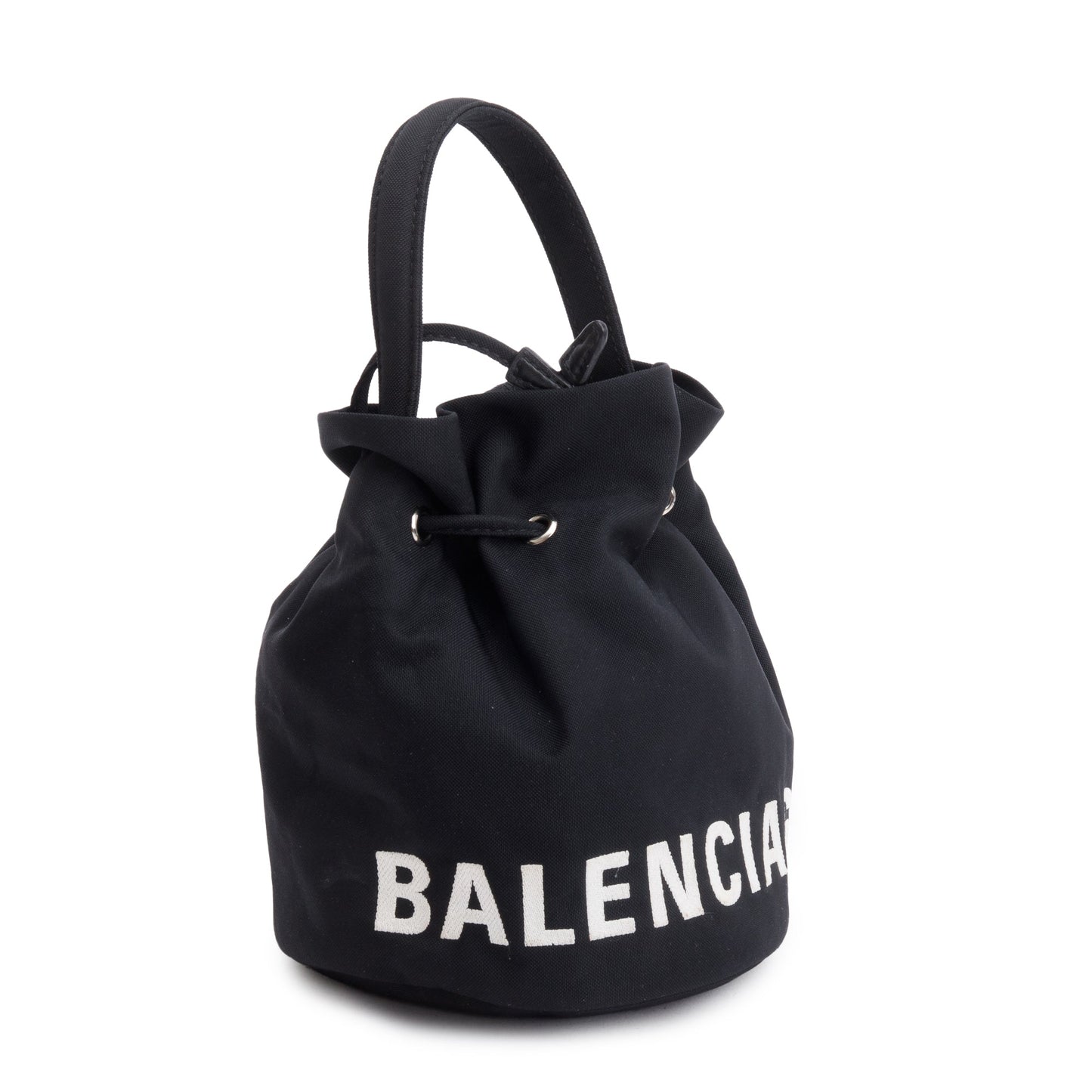 Balenciaga Black Nylon Wheel XS Drawstring Bucket Bag