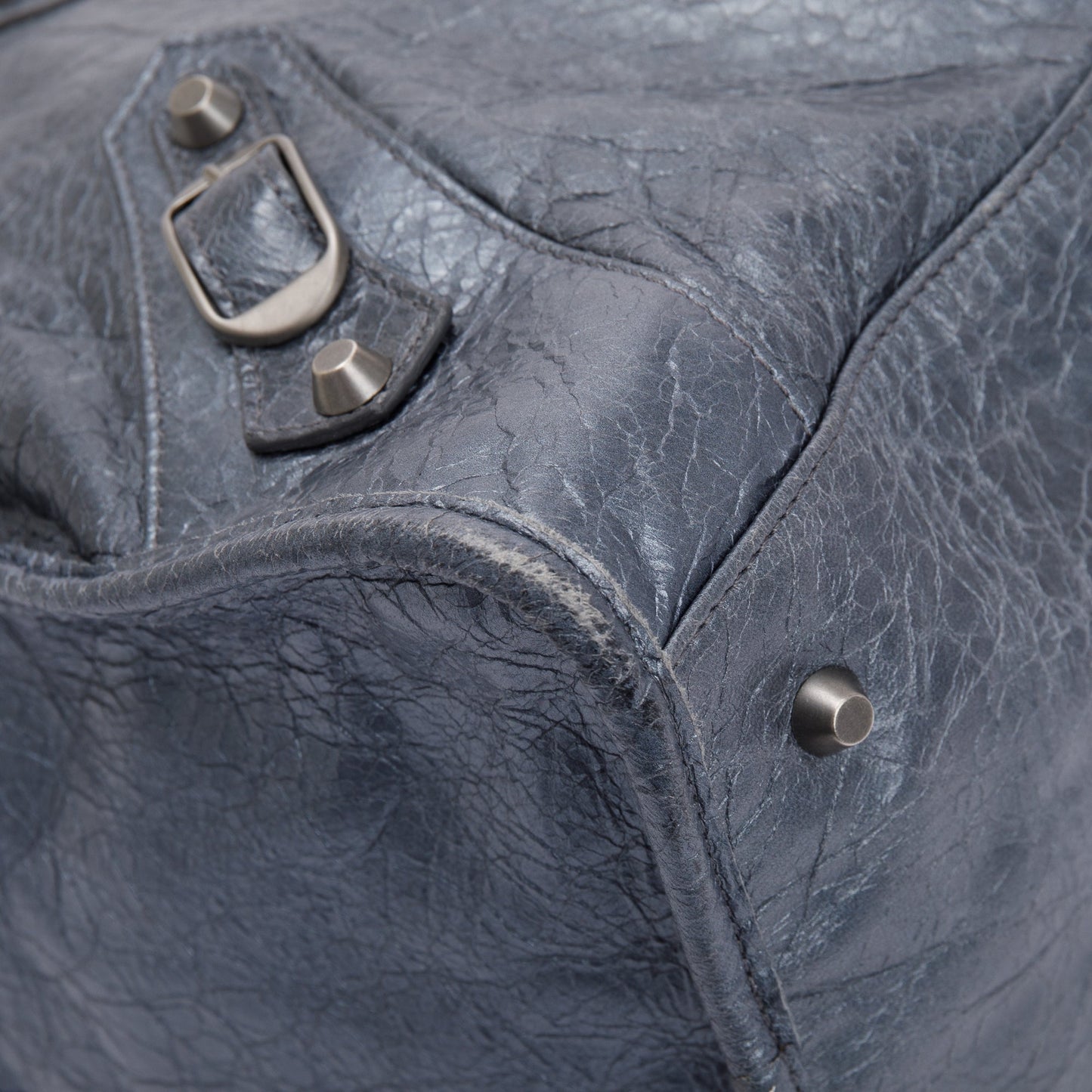 Balenciaga Blue Agneu Leather Motocross Classic Work Bag
