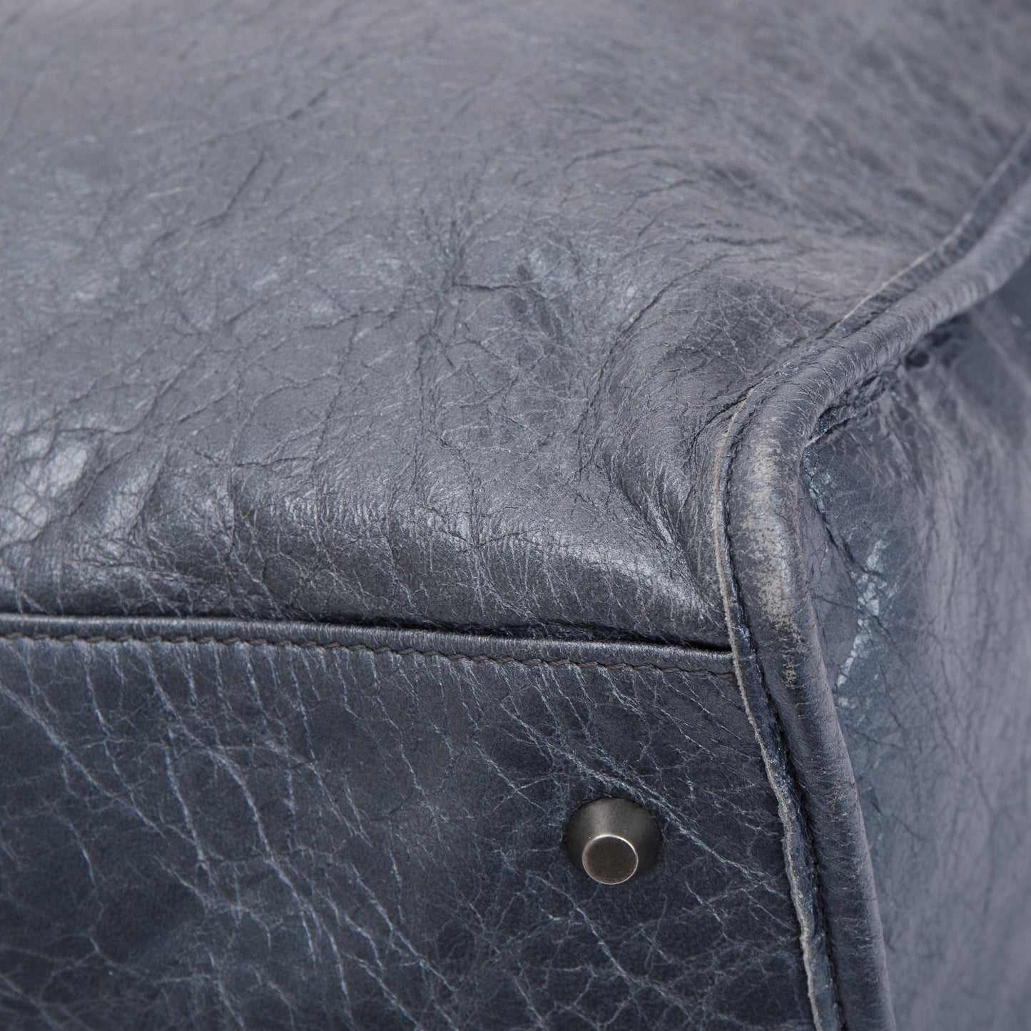 Balenciaga Blue Agneu Leather Motocross Classic Work Bag