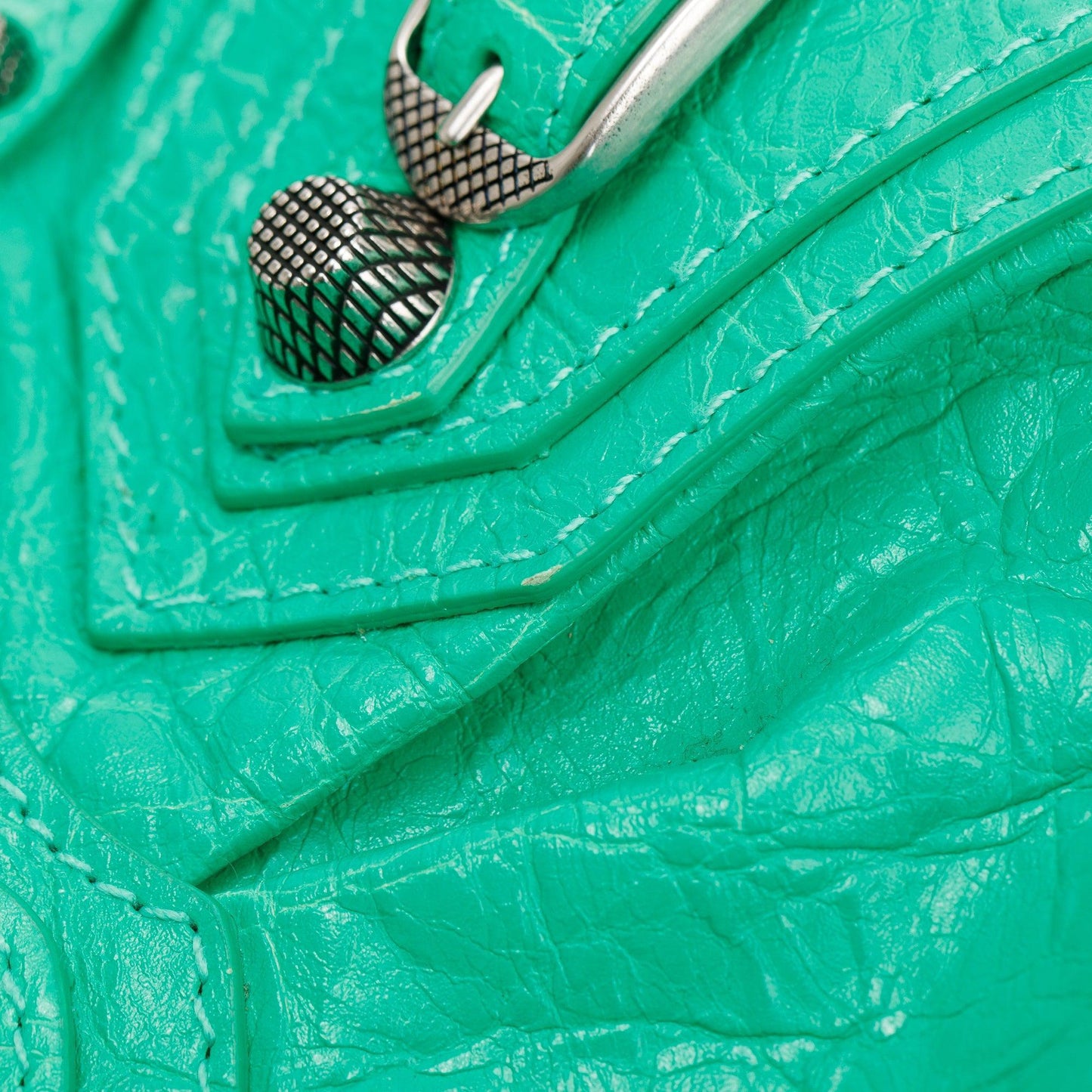 Balenciaga Green Arena Calfskin Leather Le Cagole XS Shoulder Bag
