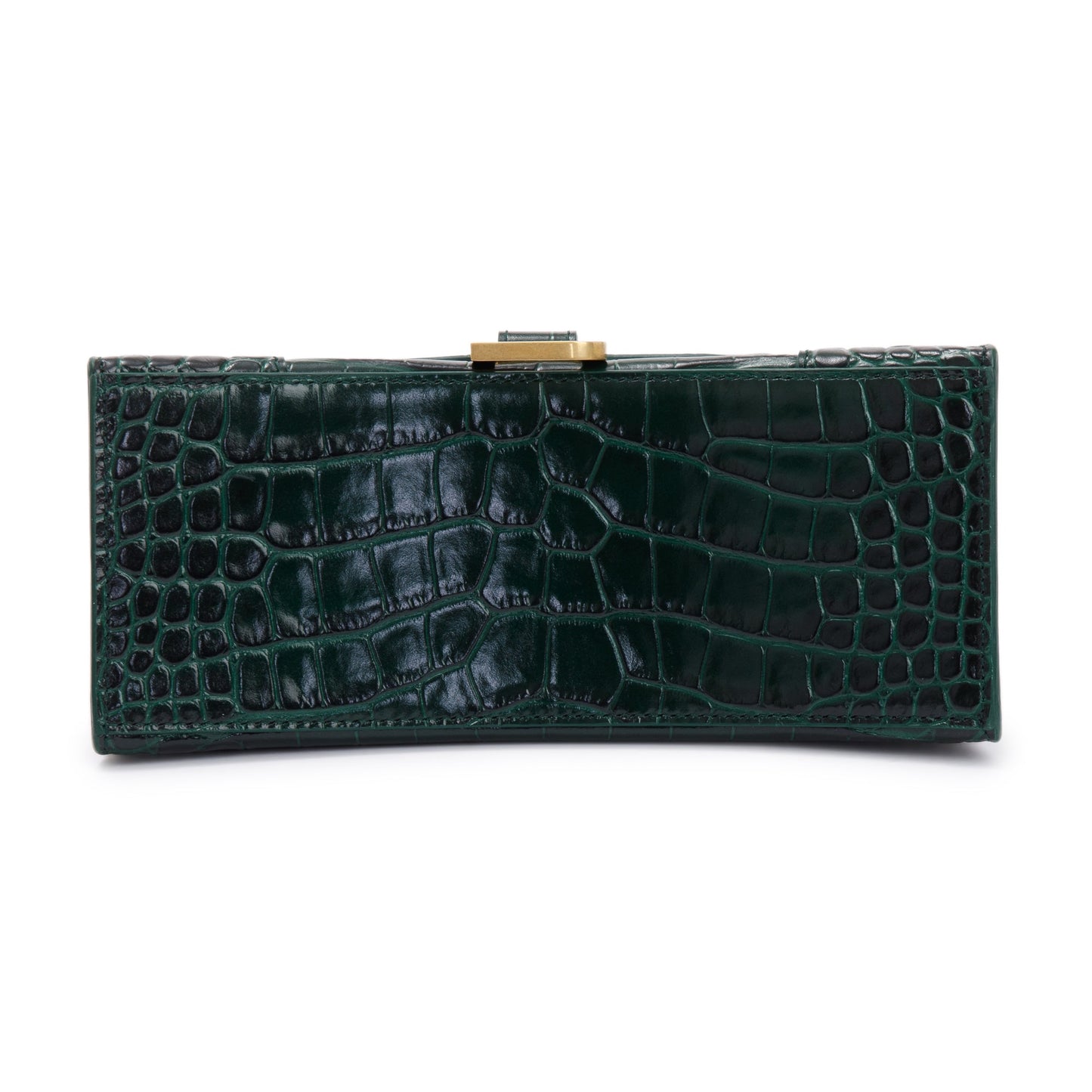 Balenciaga Green Croc-Embossed Calfskin Leather Small Hourglass Top Handle Bag