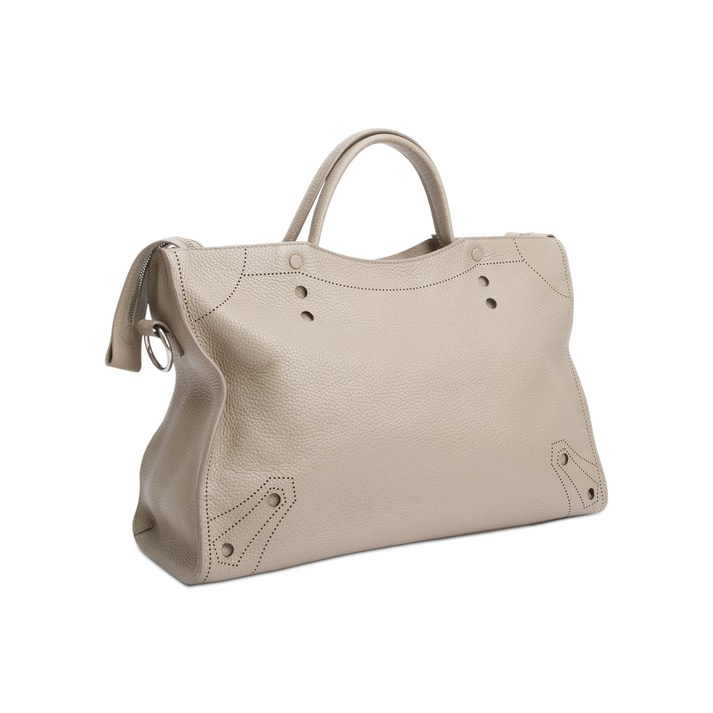 Balenciaga Grey Agneau Perforated Leather Blackout City Bag