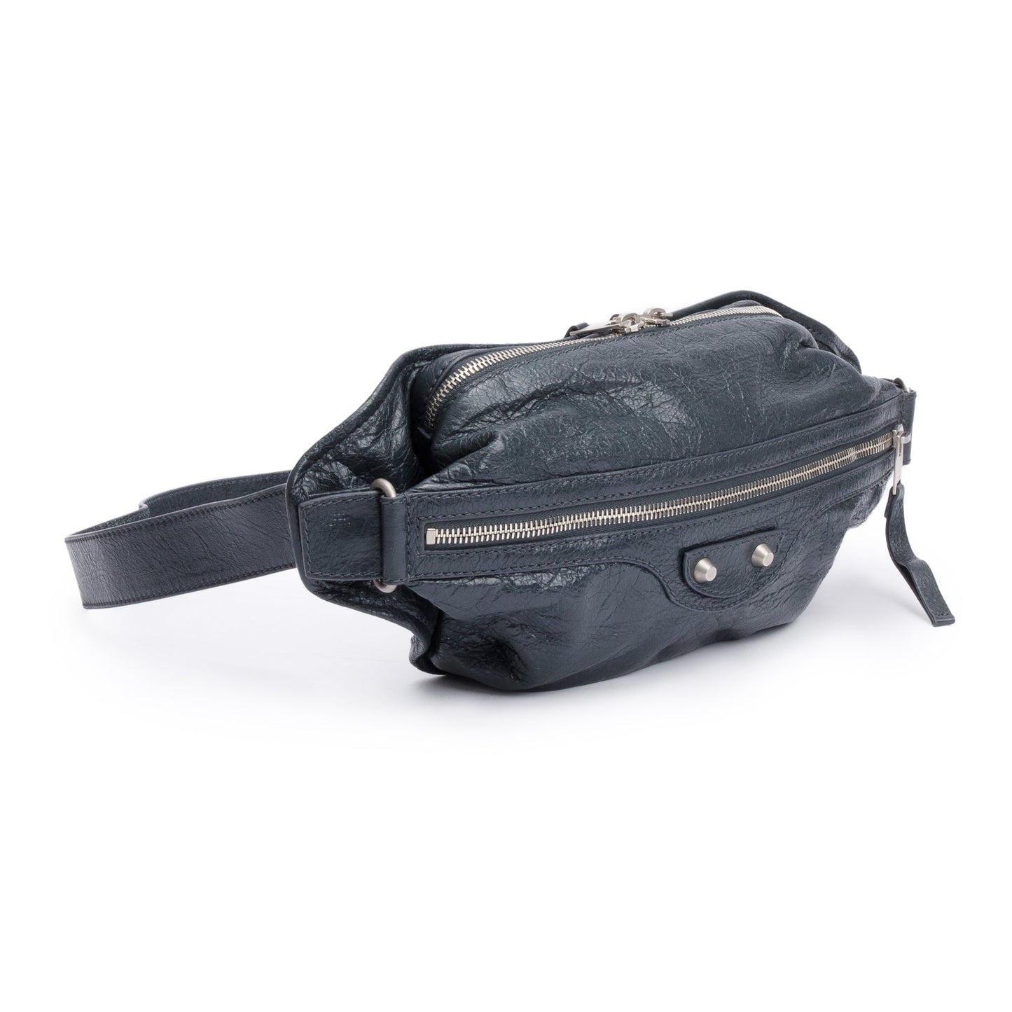 Balenciaga Grey Arena Leather Classic Motocross Neo Lift Hip Bag