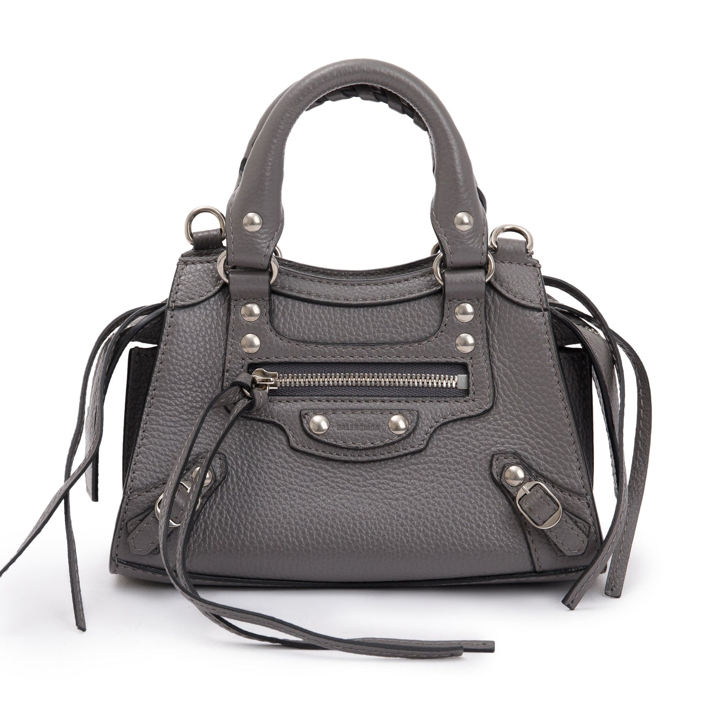 Balenciaga Grey Calfskin Leather Nano Neo Classic Top Handle Bag