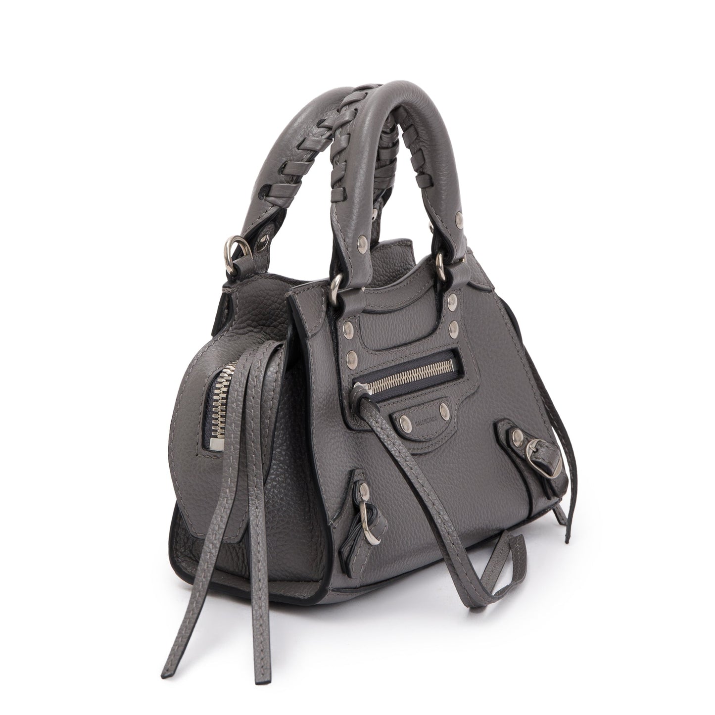 Balenciaga Grey Calfskin Leather Nano Neo Classic Top Handle Bag
