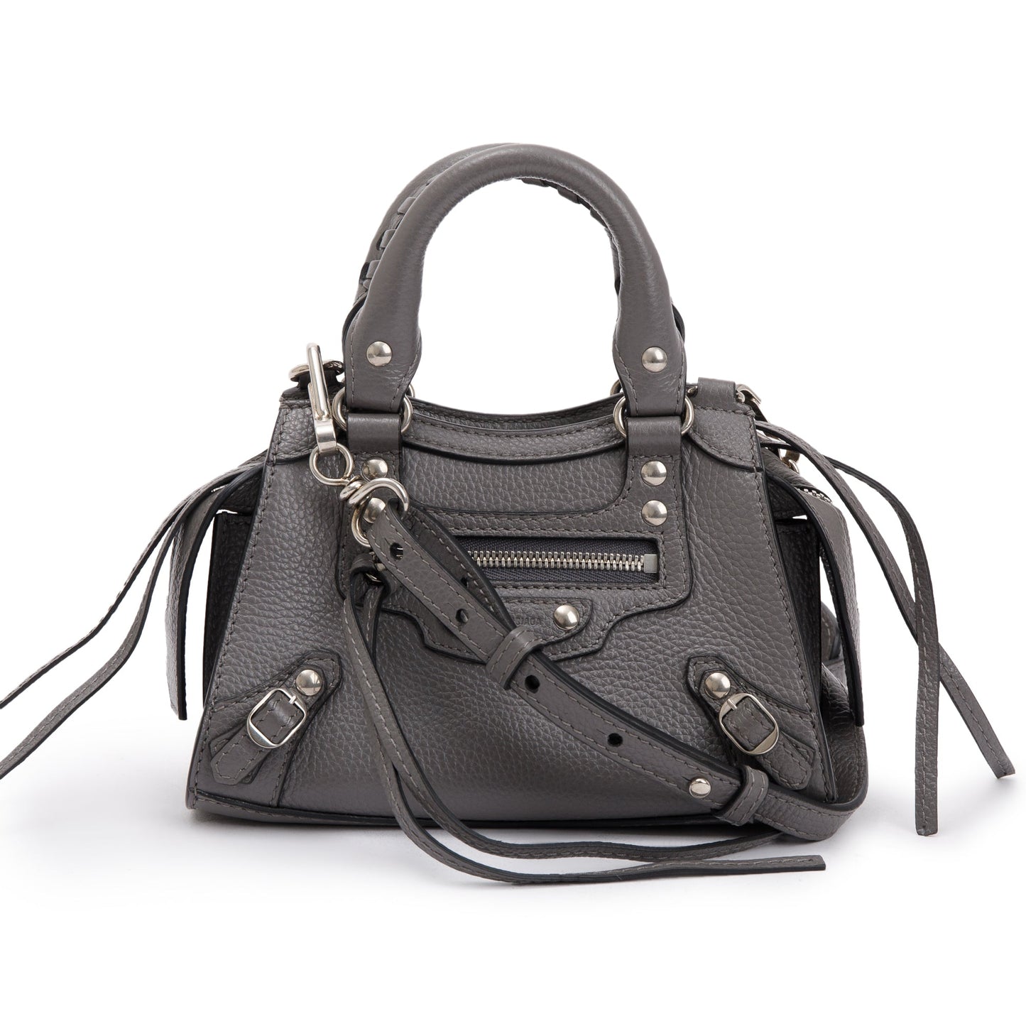 Balenciaga Grey Calfskin Leather Nano Neo Classic Top Handle Bag
