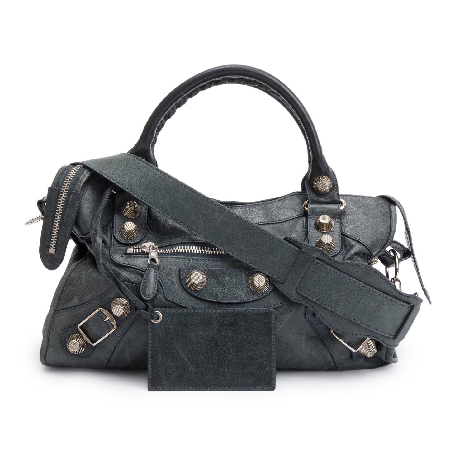 Balenciaga Grey Distressed Arena Leather Giant 21 City Bag