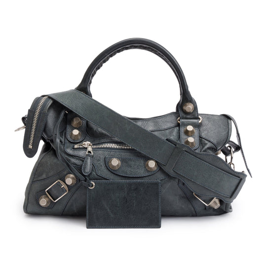 Balenciaga Grey Distressed Arena Leather Giant 21 City Bag