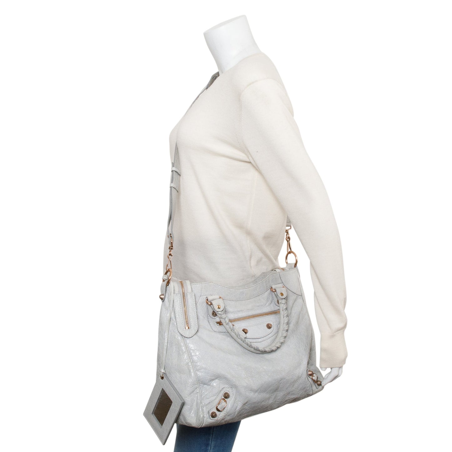 Balenciaga Grey Motocross Agneau Leather Giant 12 City Bag