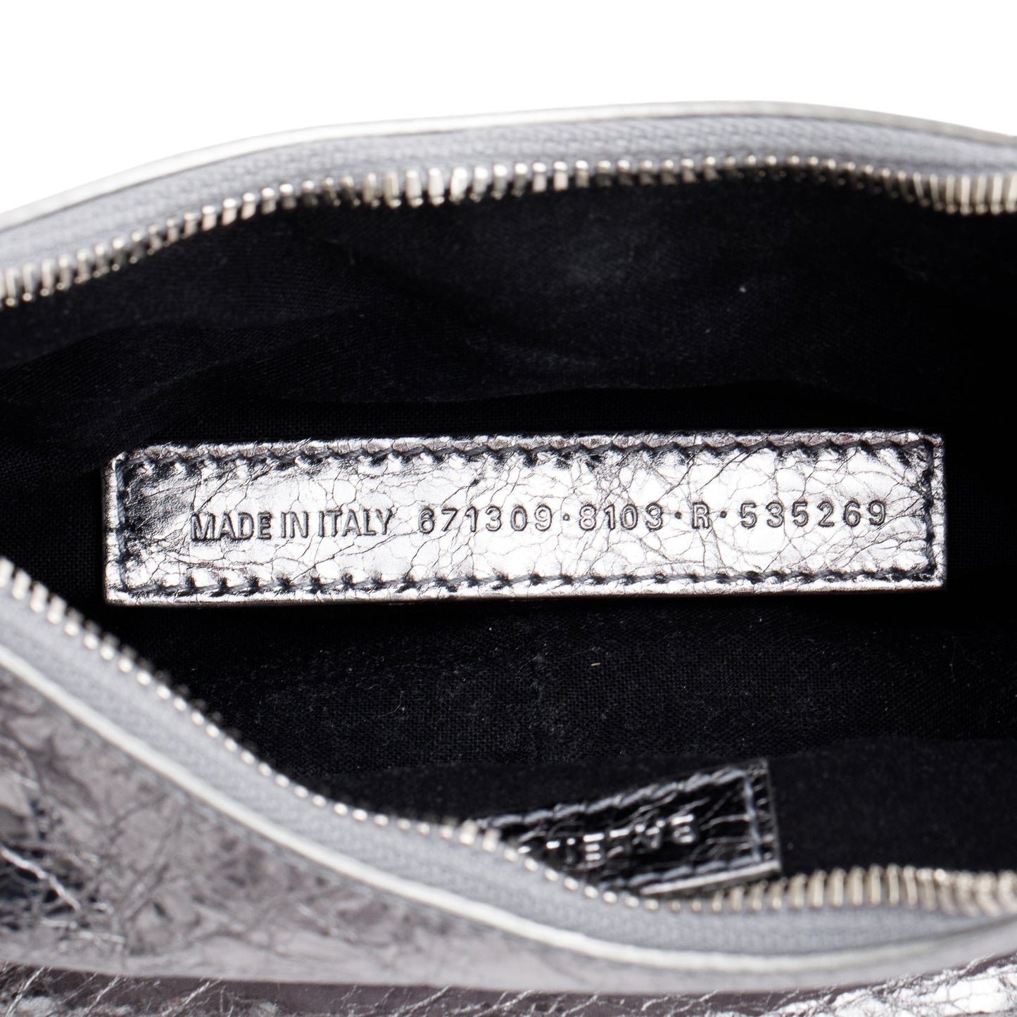 Balenciaga Metallic Silver Arena Calfskin Leather Le Cagole XS Shoulder Bag