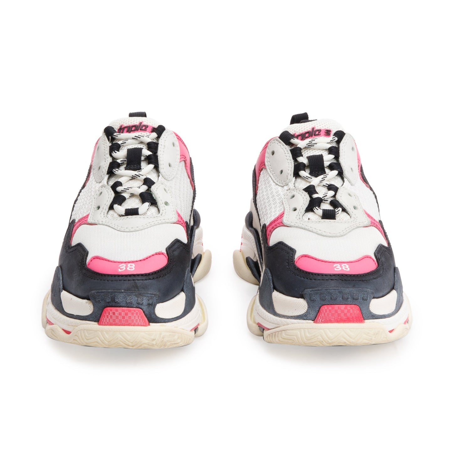 Balenciaga Multicolor Fabric Mesh Triple S Chunky Sneakers, Size 38