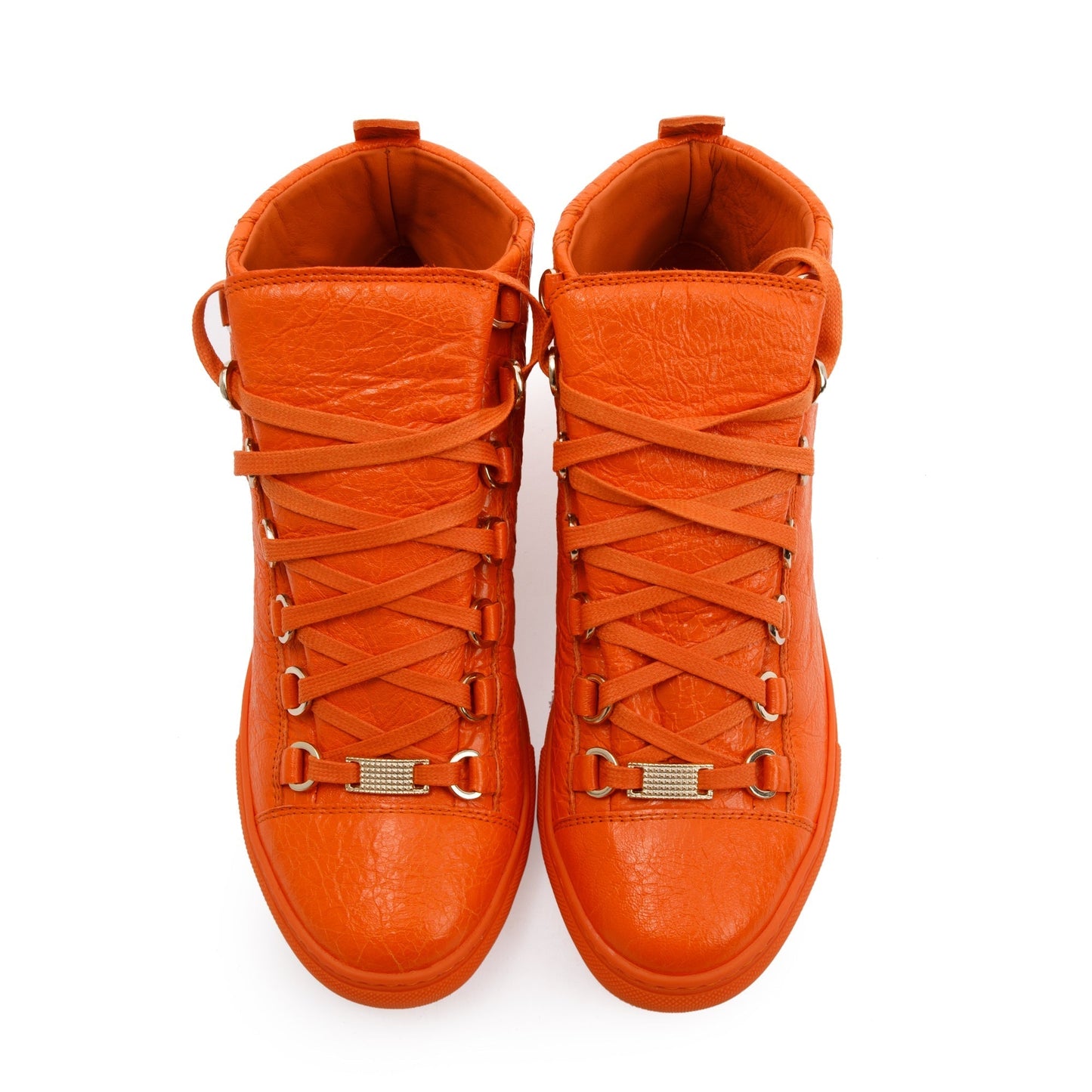 Balenciaga Orange Arena Leather Sneakers, Size 38