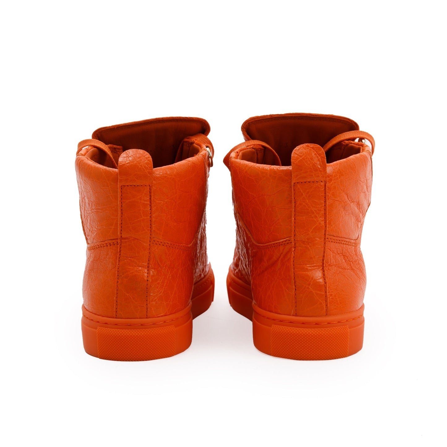 Balenciaga Orange Arena Leather Sneakers, Size 38