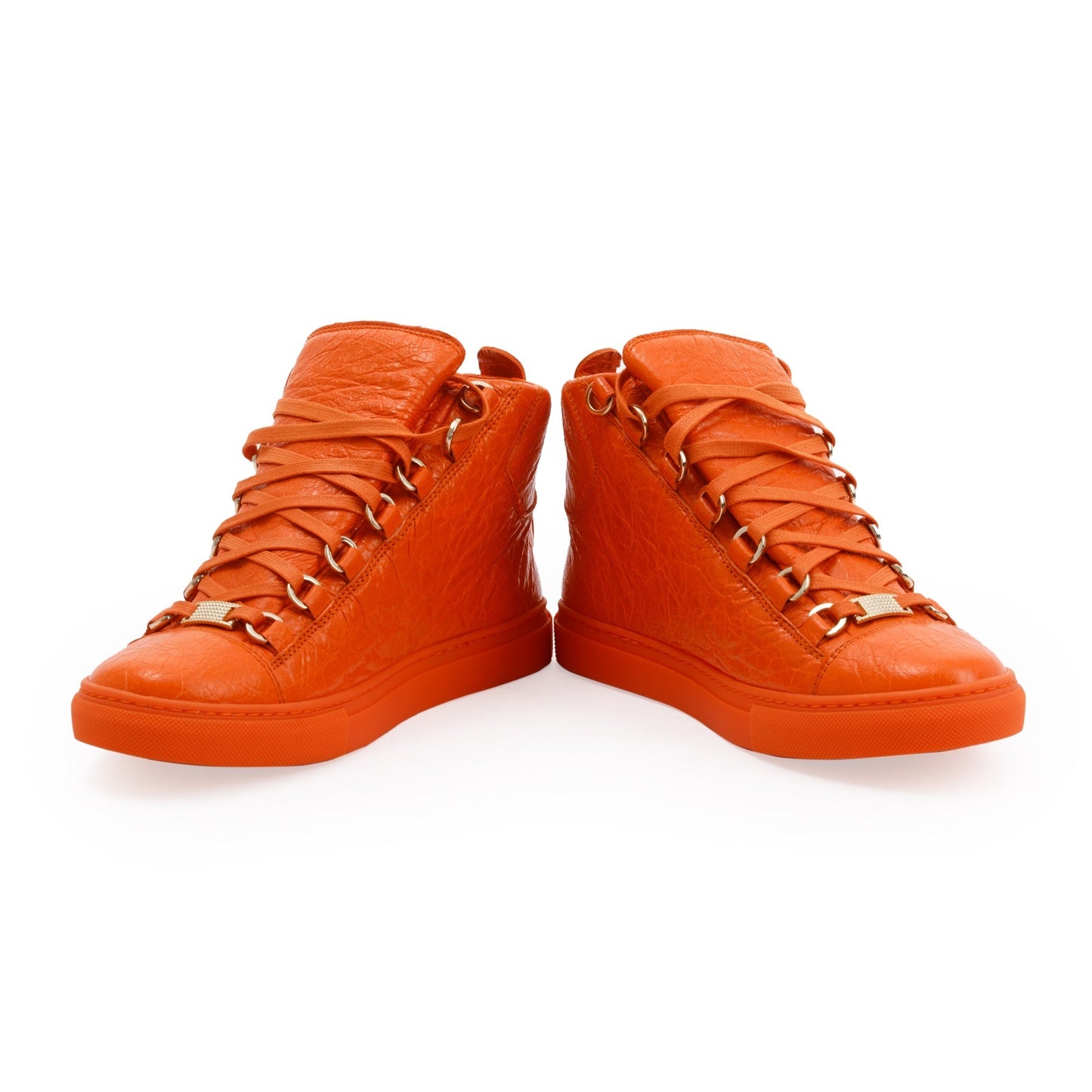 Balenciaga Orange Arena Leather Sneakers, Size 38