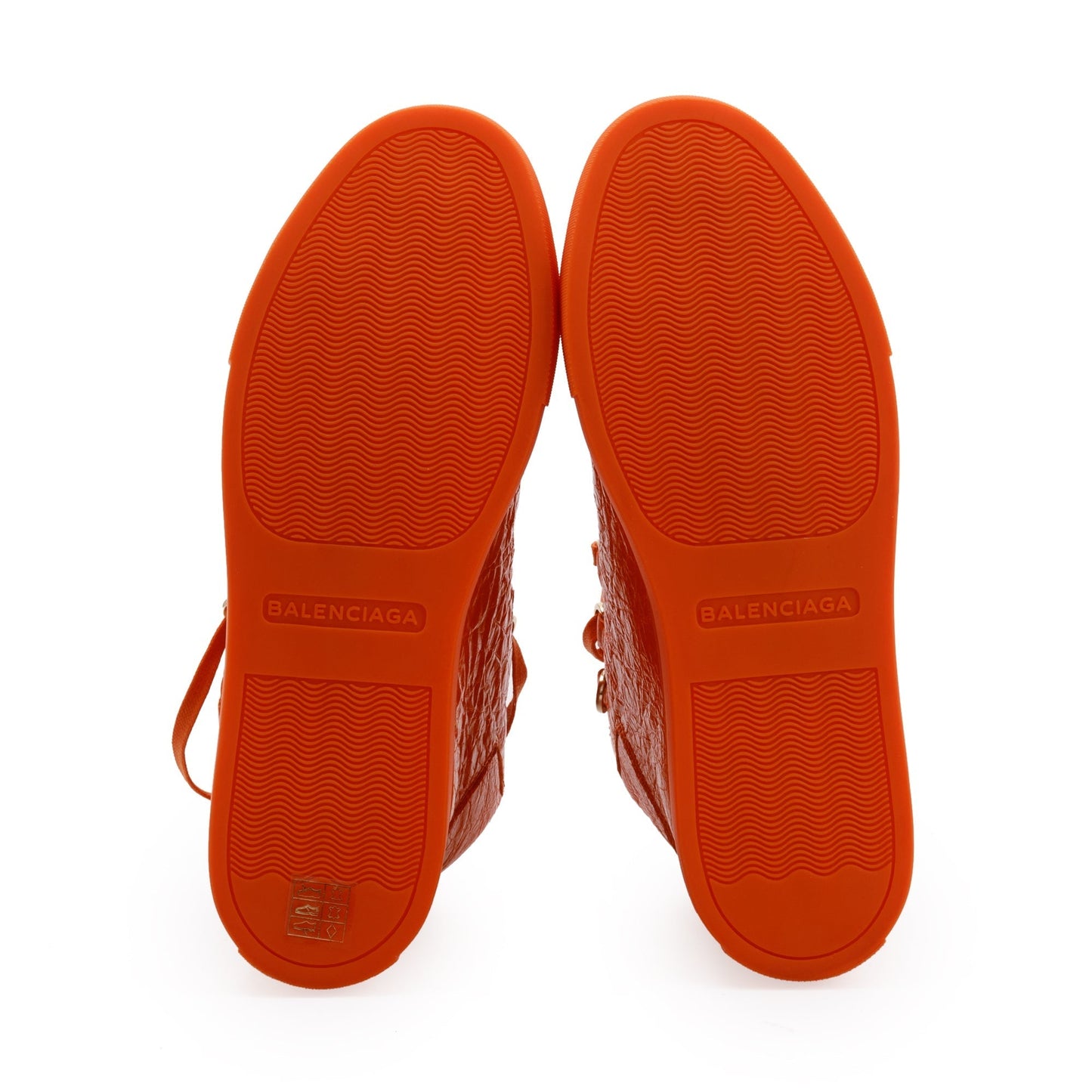 Balenciaga Orange Arena Leather Sneakers, Size 38