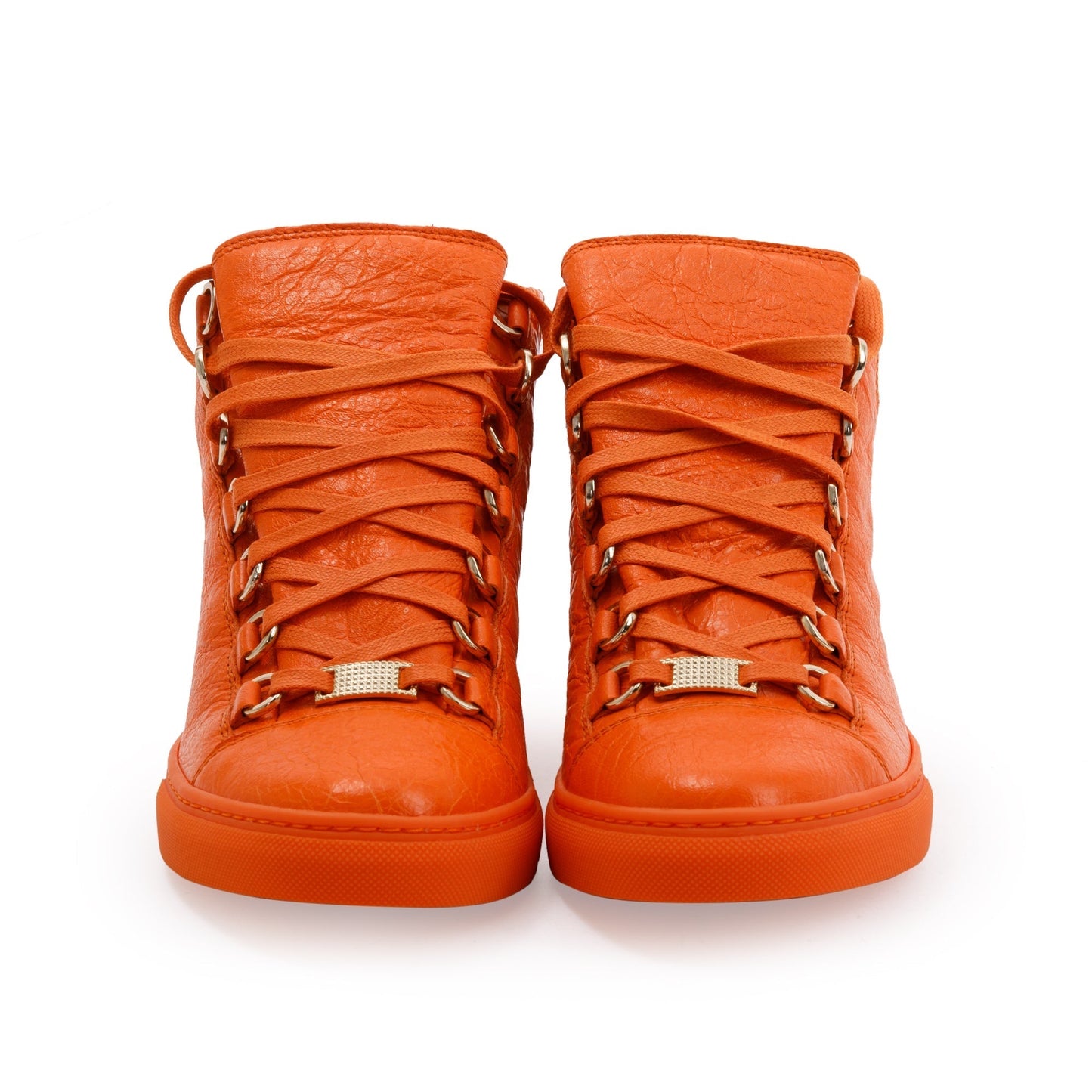 Balenciaga Orange Arena Leather Sneakers, Size 38